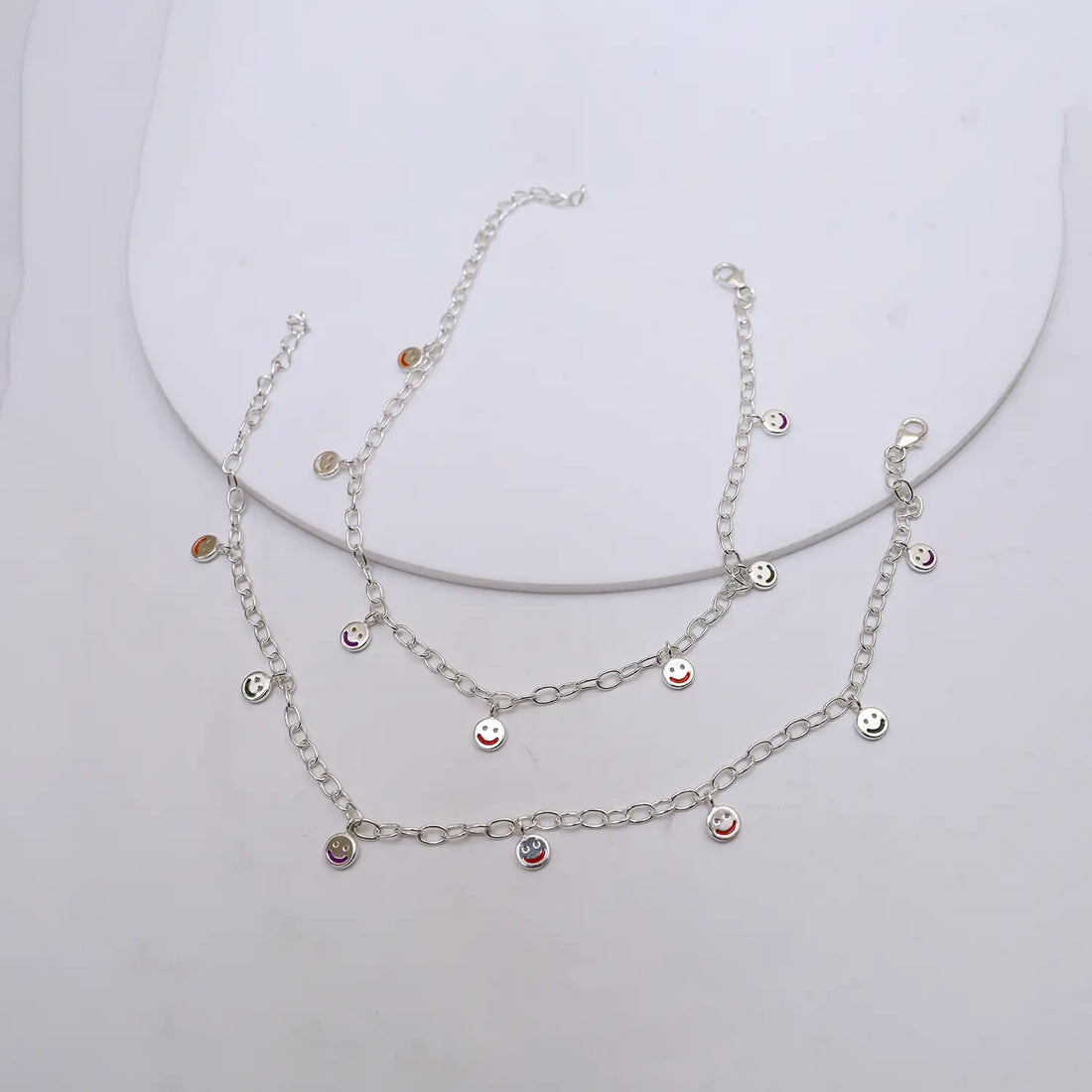 Smiley Charm Pure Silver Anklet- Made With Pure 925 Silver