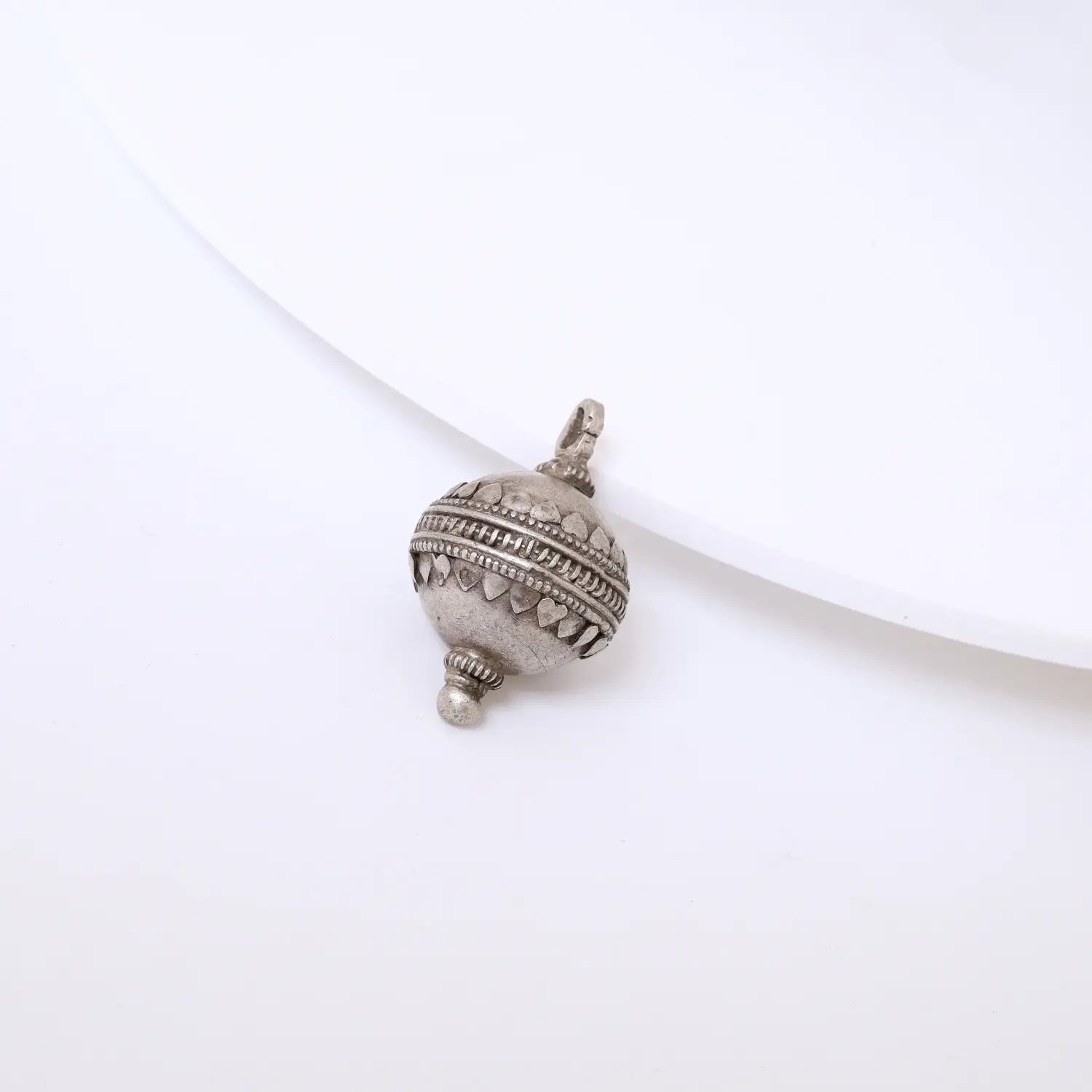 Traditional Jhumki Ball Pure Silver Pendant - Made With Pure 925 Silver
