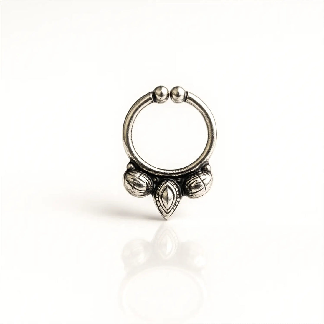 Graceful Floral Loop Silver Nose Pin- Made With Pure 925 Silver