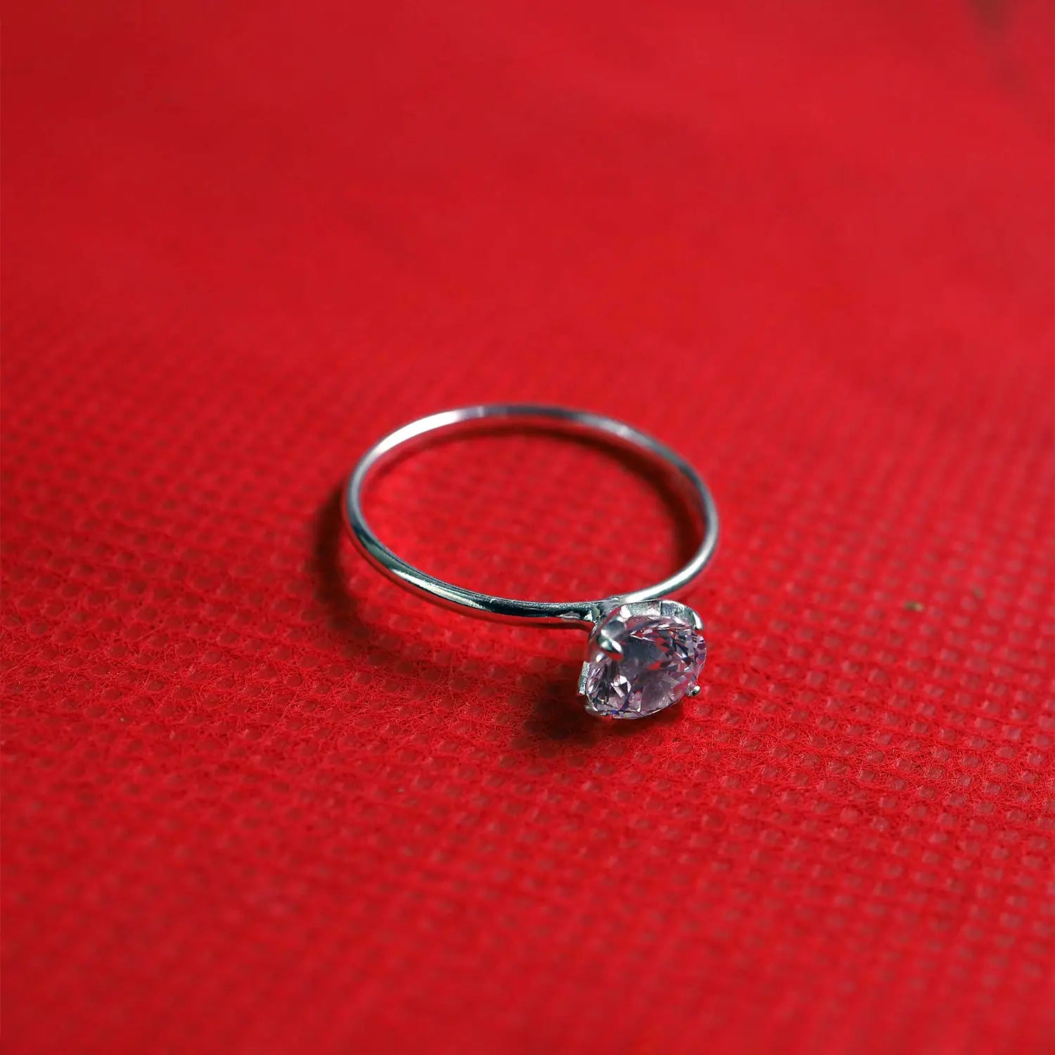 Classic Single Solitaire Silver Ring - Made With Pure 925 Silver
