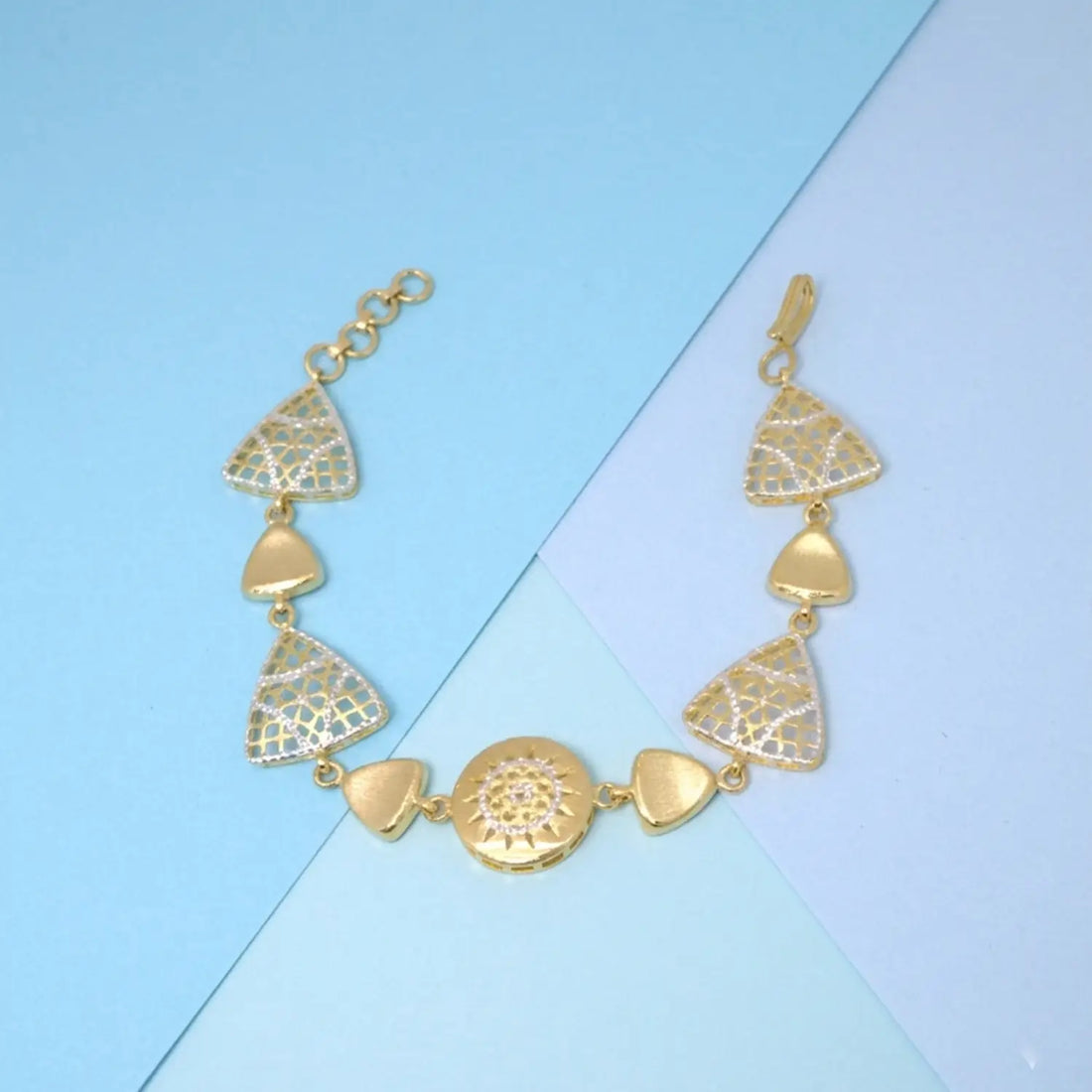 Elegant Gold Polish Silver Geometric Designer Bracelet - Made With Pure 925 Silver