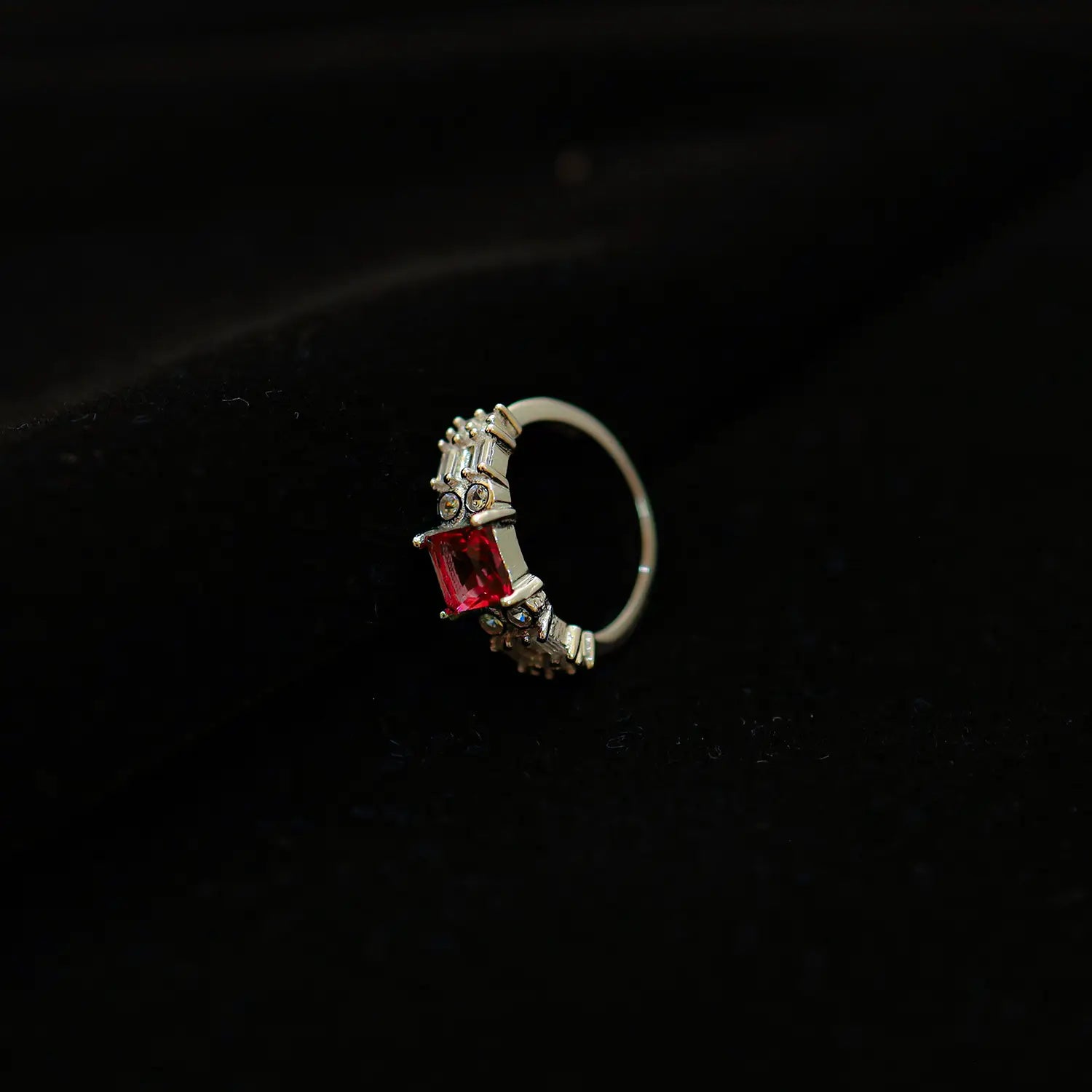 Crimson Elegance Pure Silver Ring - Made With Pure 925 Silver