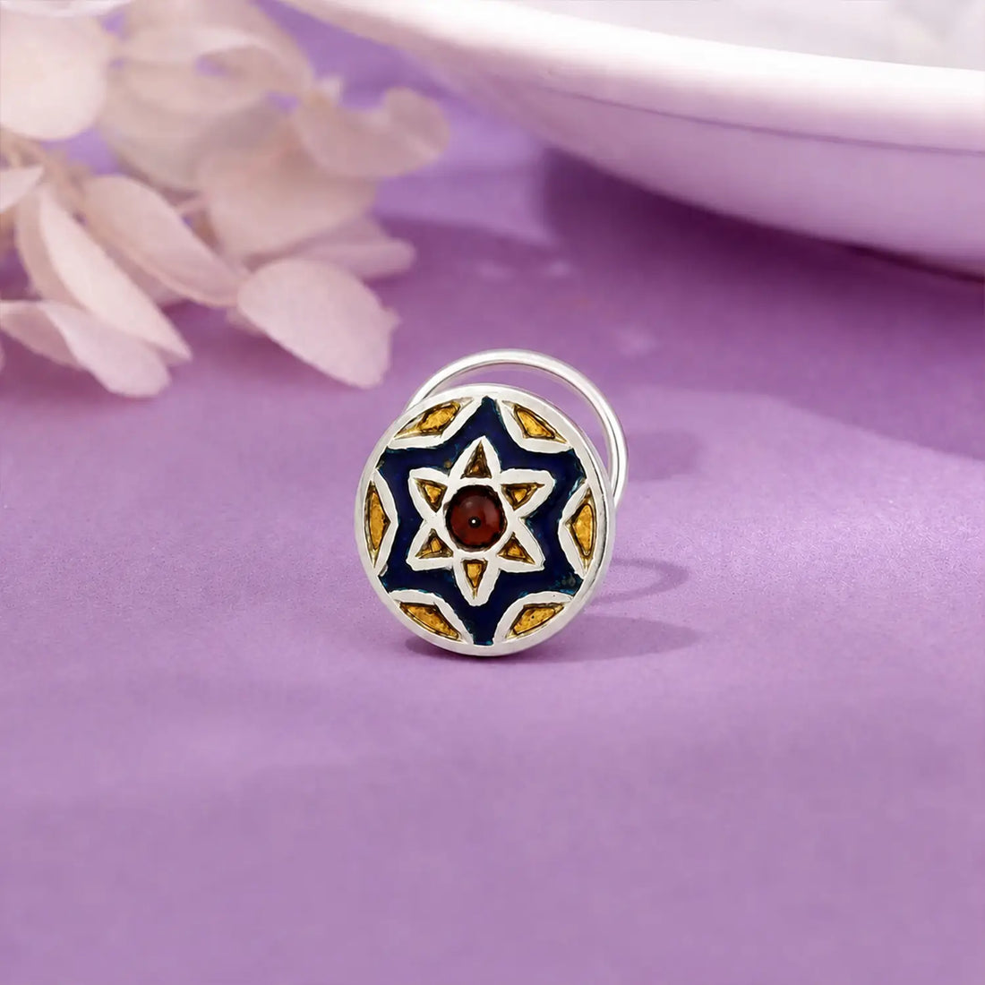 Enamel Sterling Silver Nose Pin- Made With Pure 925 Silver