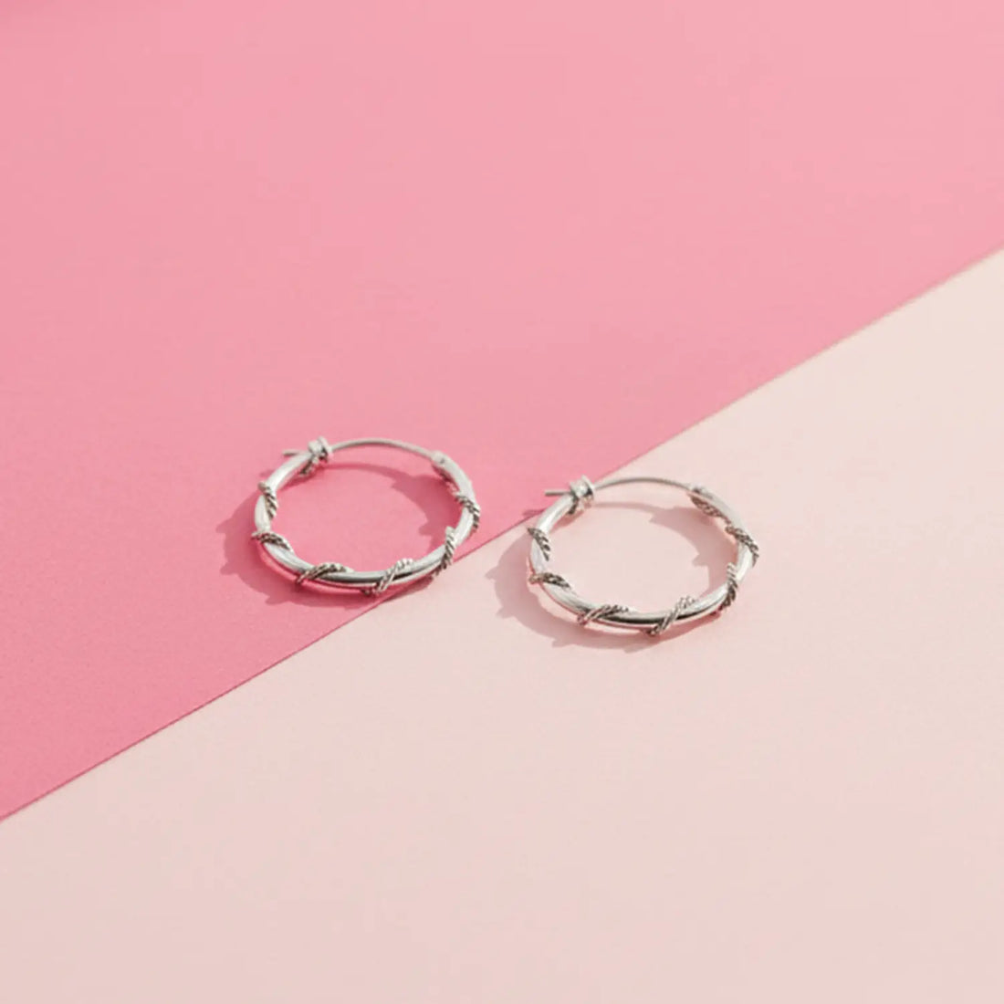 Twisted Hoop Sterling Silver Earrings - Made With Pure 925 Silver