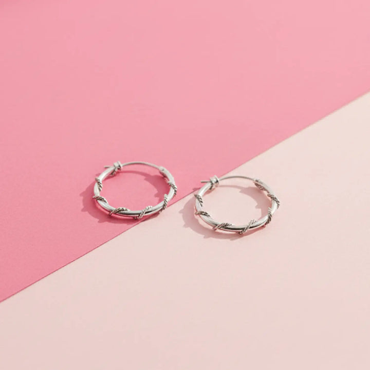 Twisted Hoop Sterling Silver Earrings - Made With Pure 925 Silver
