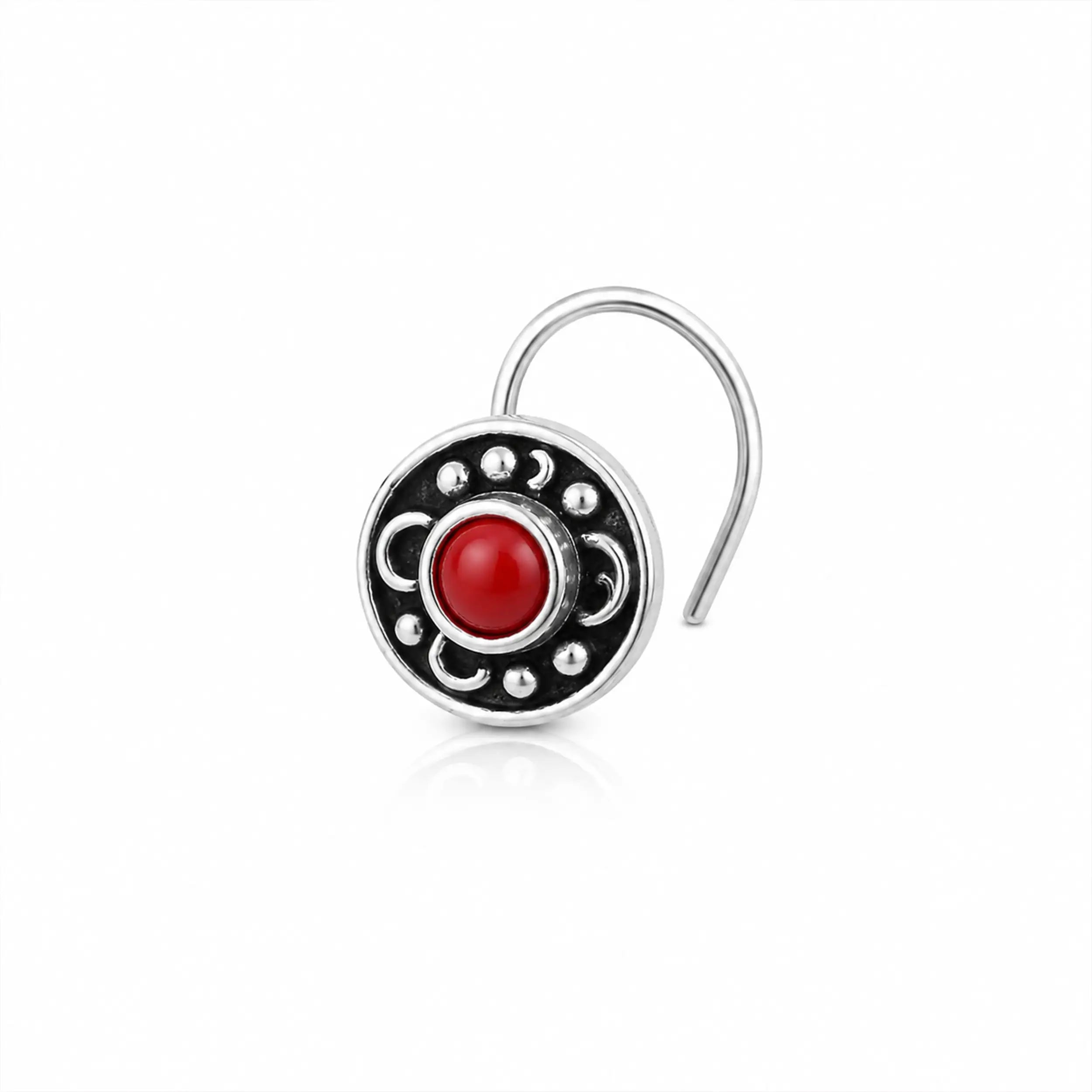 Oxidised Silver Nose Pin - Made With Pure 925 Silver