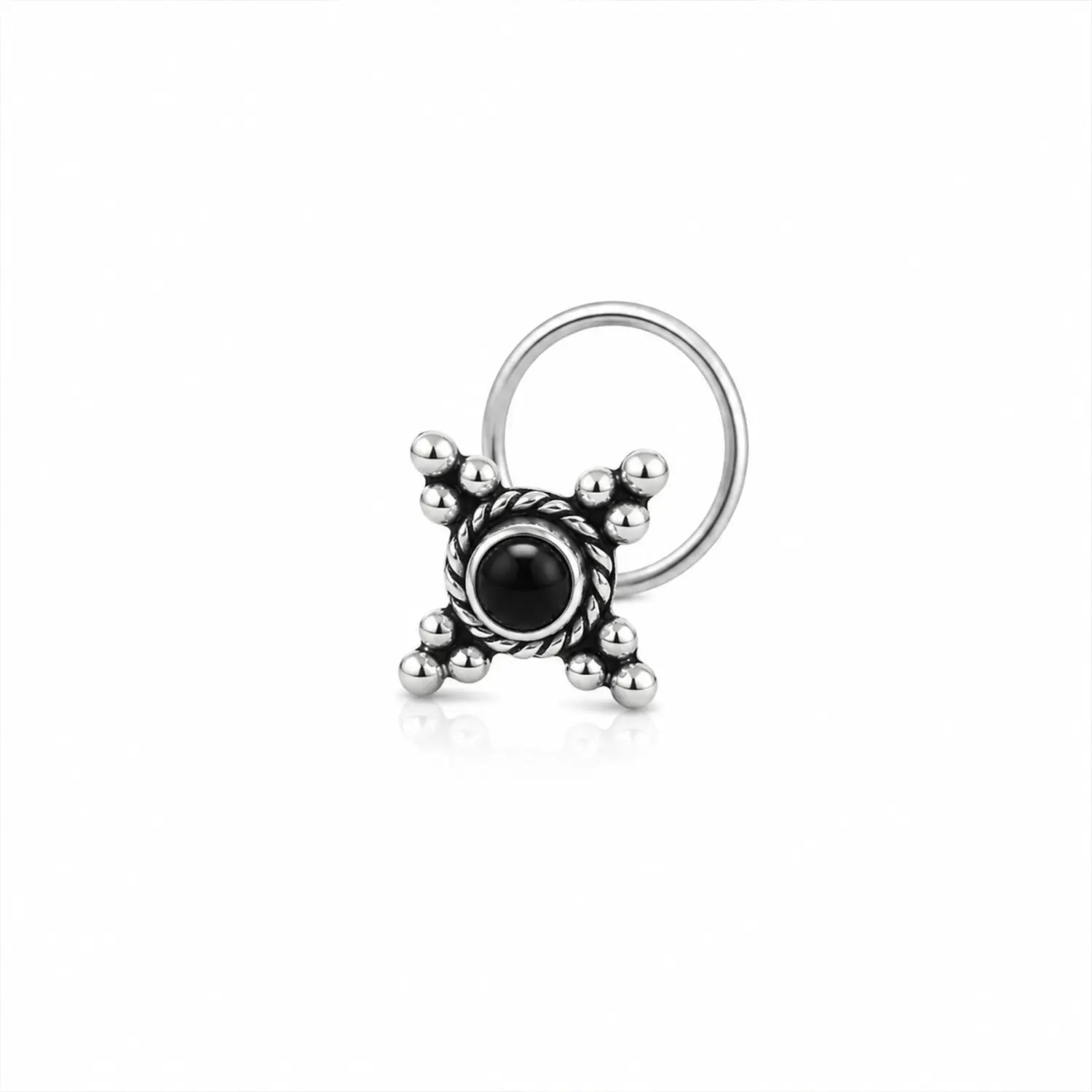 Star Radiance Oxidised Silver Nose Pin- Made With Pure 925 Silver