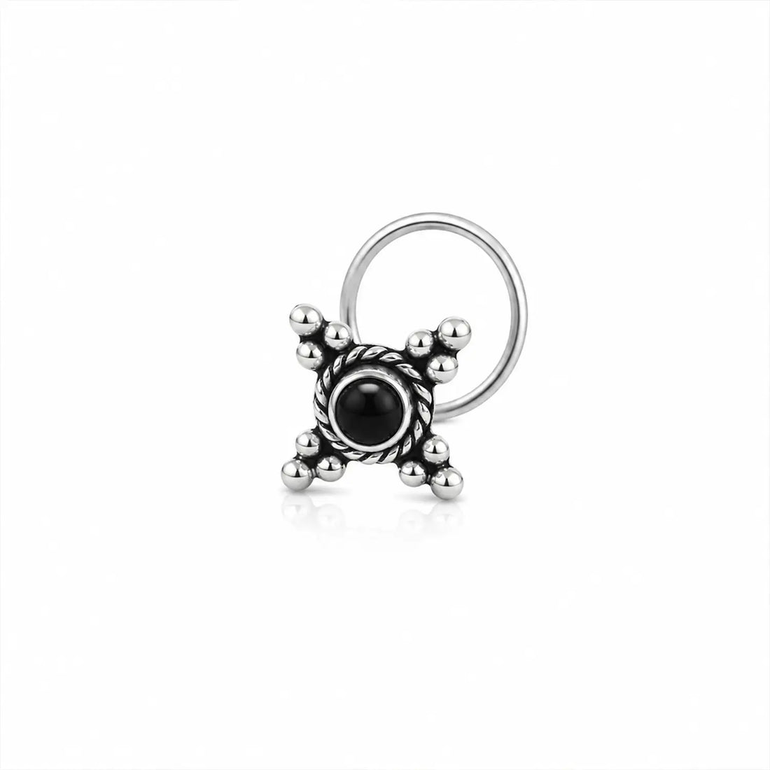 Star Radiance Oxidised Silver Nose Pin- Made With Pure 925 Silver