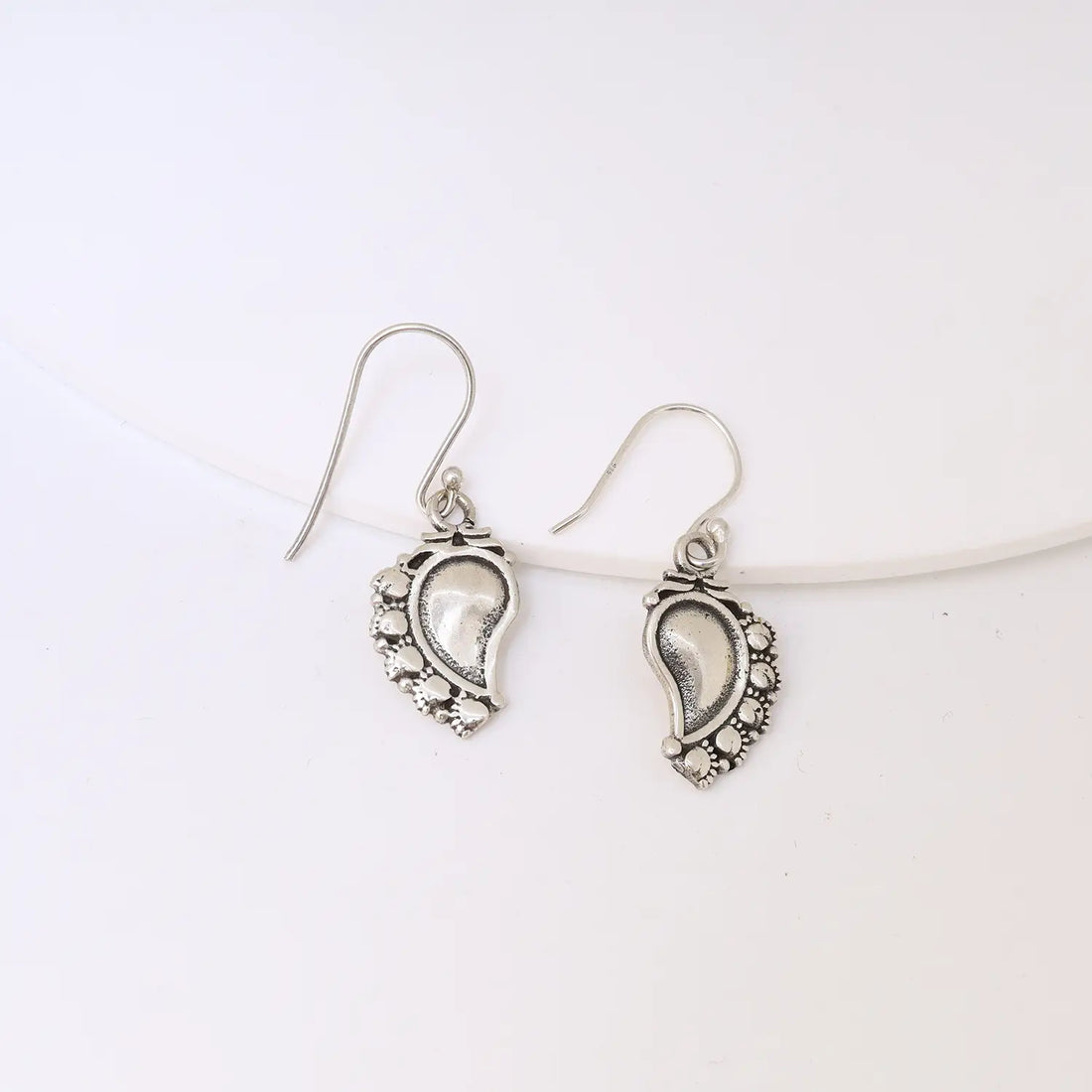 Vintage Paisley Sterling Silver Drop Earrings - Made With Pure 925 Silver