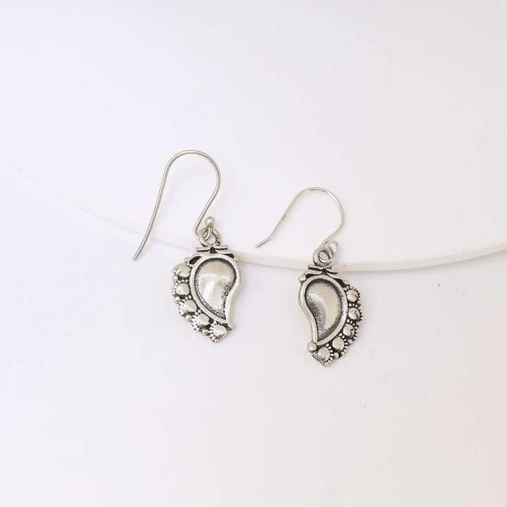 Vintage Paisley Sterling Silver Drop Earrings - Made With Pure 925 Silver