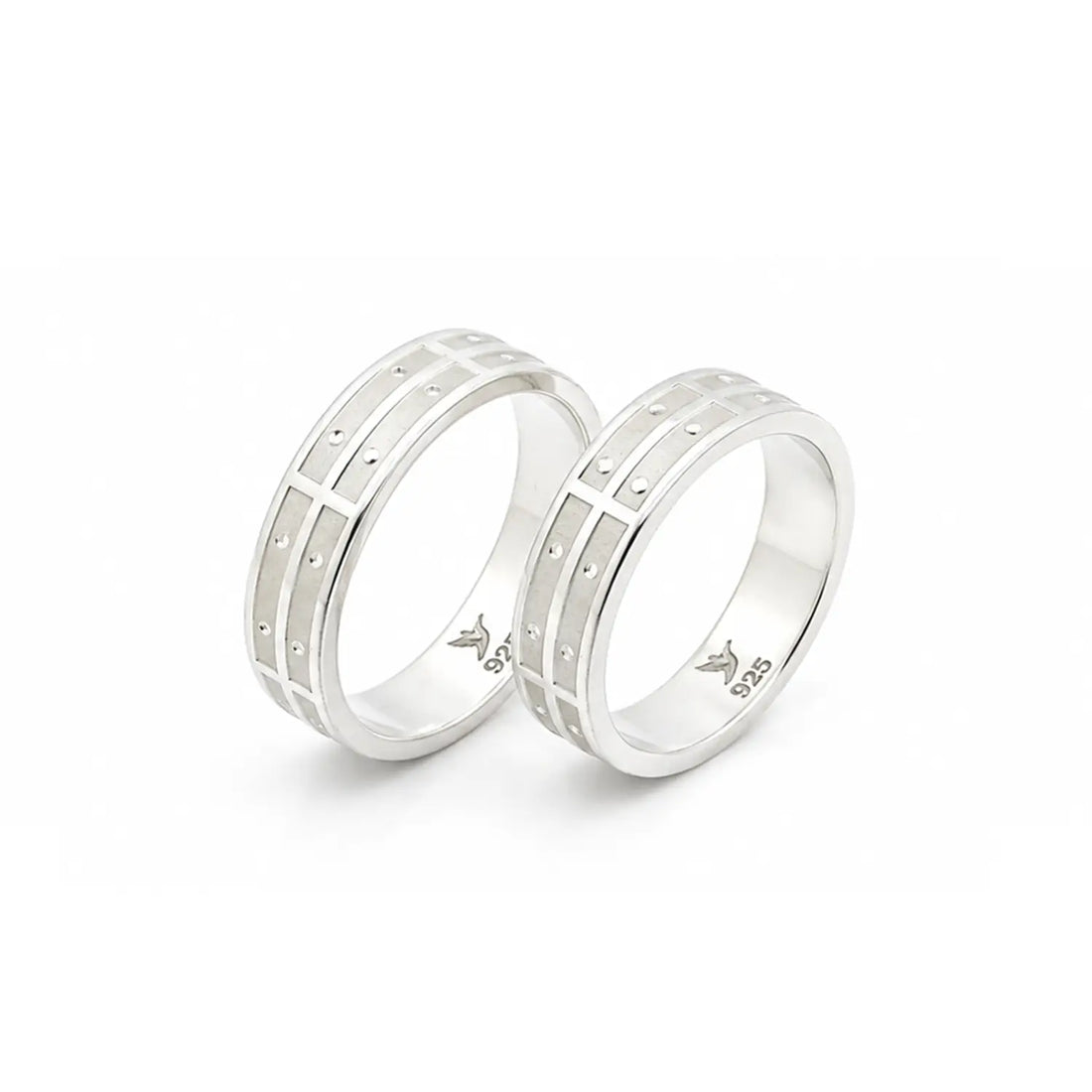 Premium Geometric Couple Band Rings - Made With Pure 925 Silver