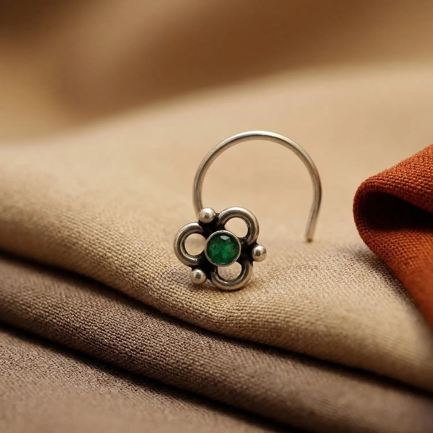Intage Bloom Oxidised Silver Nose Pin- Made With Pure 925 Silver