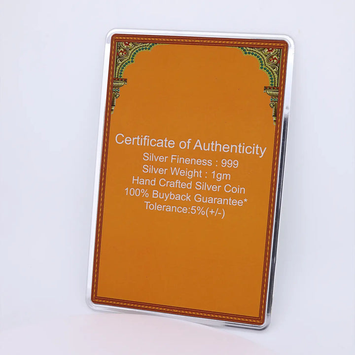Lord Ganesha 999 Pure Silver Coin - Made With Pure 925 Silver