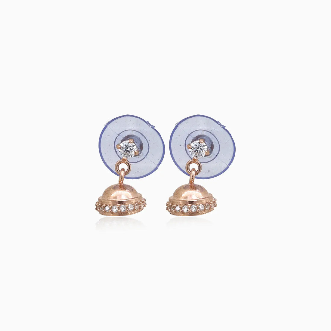 Mini Rose Glow Silver Jhumki Stud Earrings- Made With Pure 925 Silver