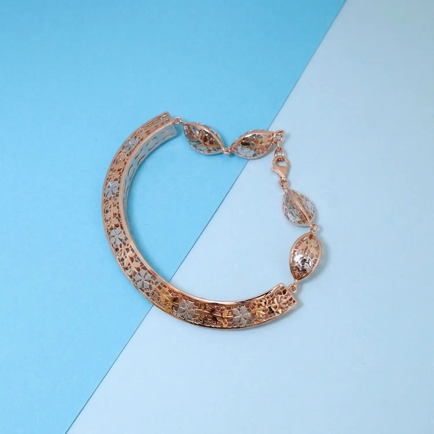 Royal Gold Finish Cutwork Pure Silver Bracelet- Made With Pure 925 Silver