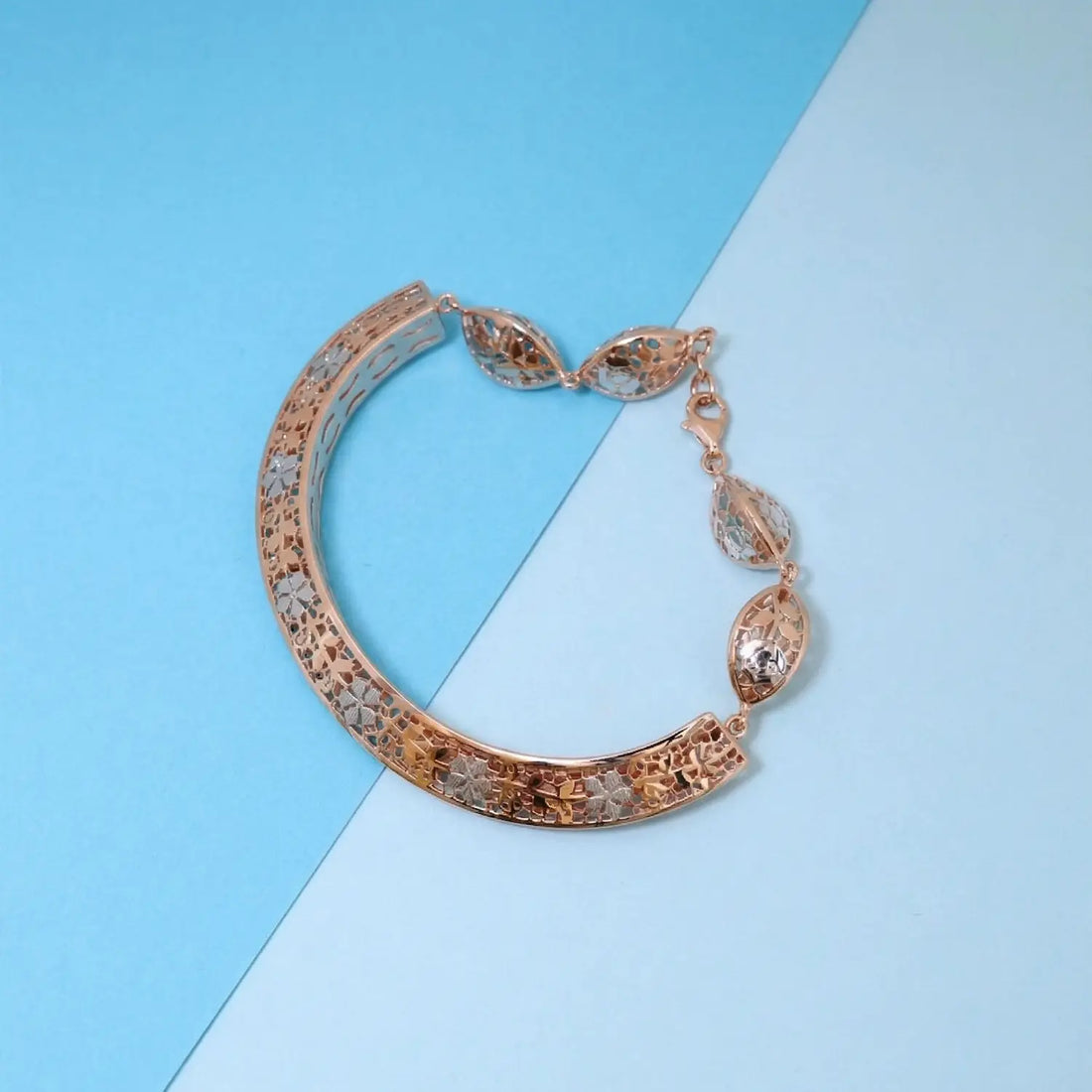 Royal Gold Finish Cutwork Pure Silver Bracelet- Made With Pure 925 Silver