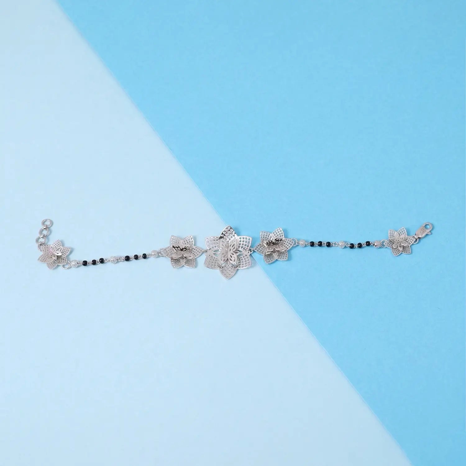 Elegant Floral Pure Silver Bracelet - Made With Pure 925 Silver