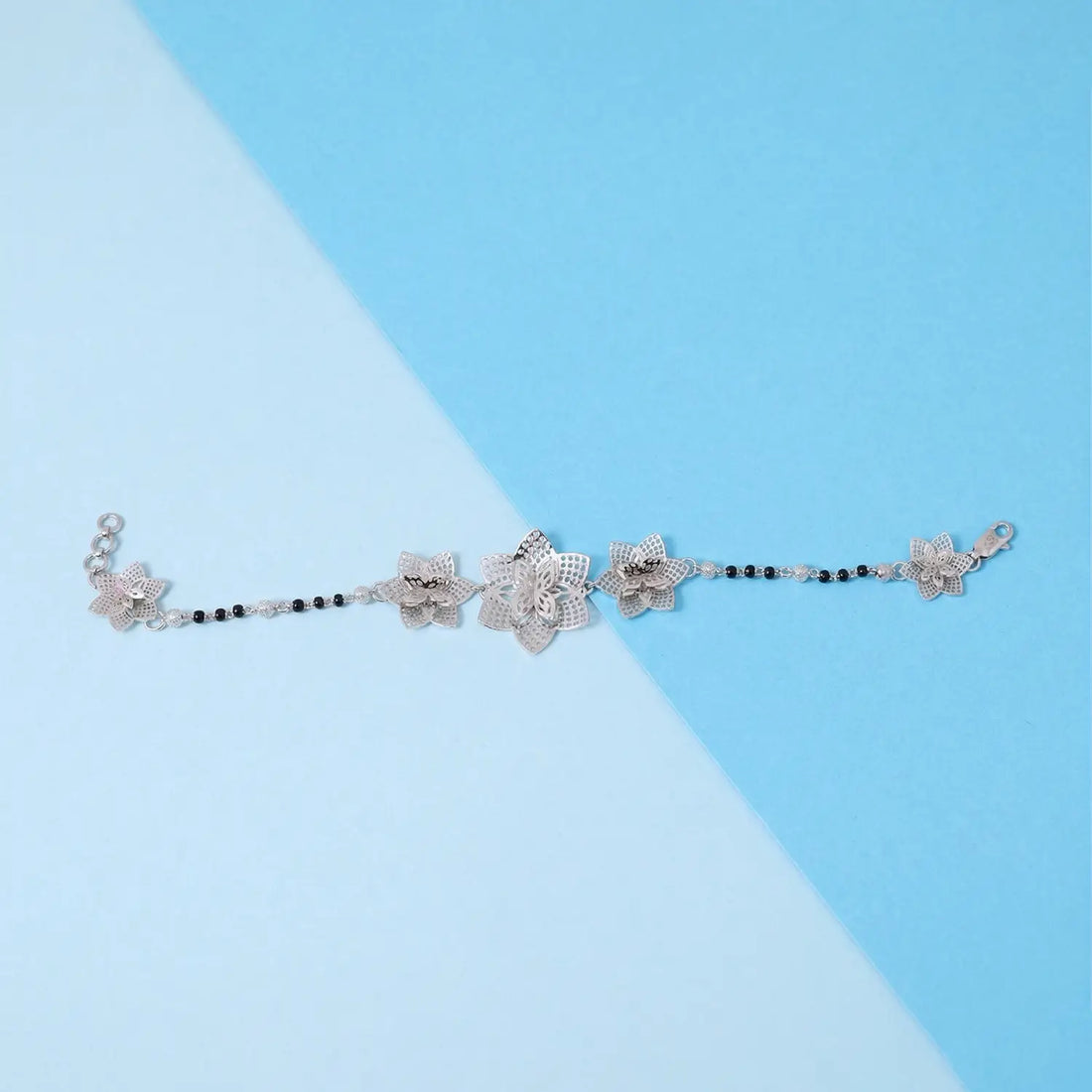 Elegant Floral Pure Silver Bracelet - Made With Pure 925 Silver
