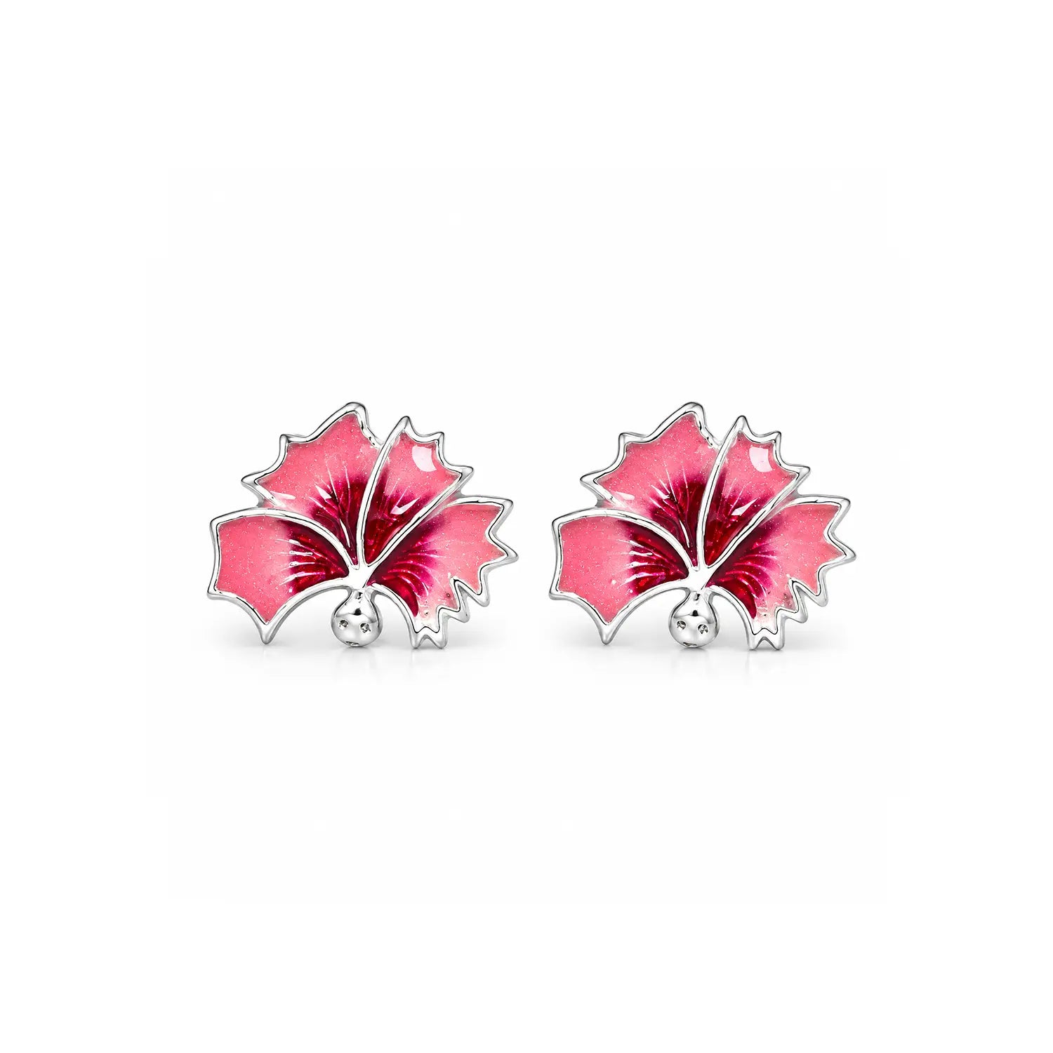 Blue Enamel Floral Silver Stud Earrings - Made With Pure 925 Silver