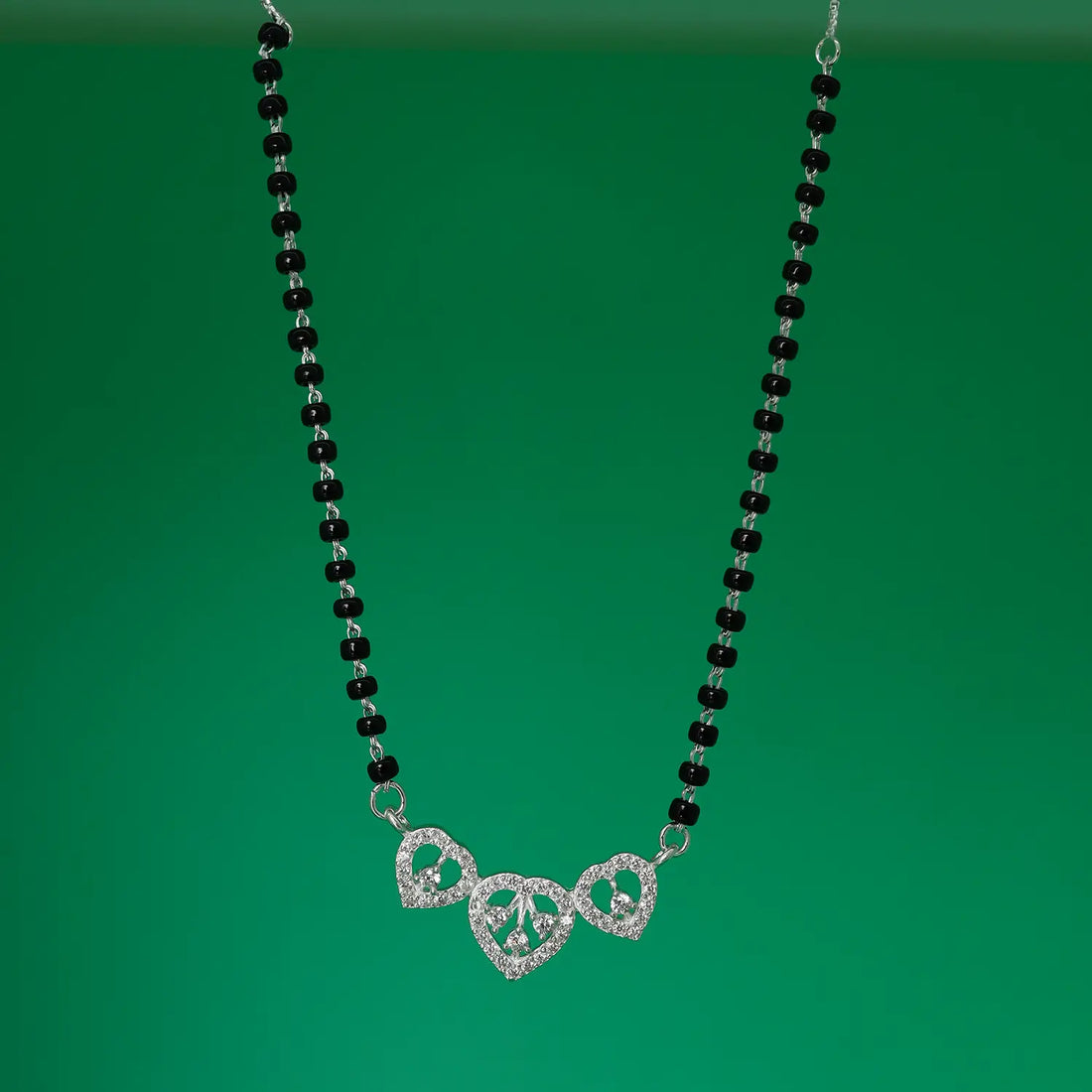 Elegant Triple Heart Silver Mangalsutra - Made With Pure 925 Silver