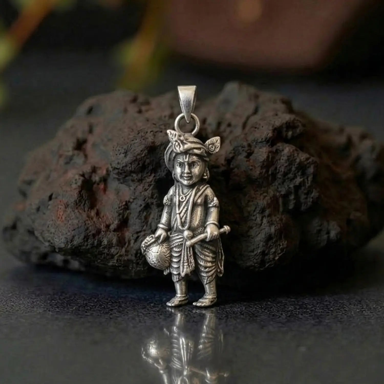 Krishna Pendant & Box Chain Combo - Made With Pure 925 Silver