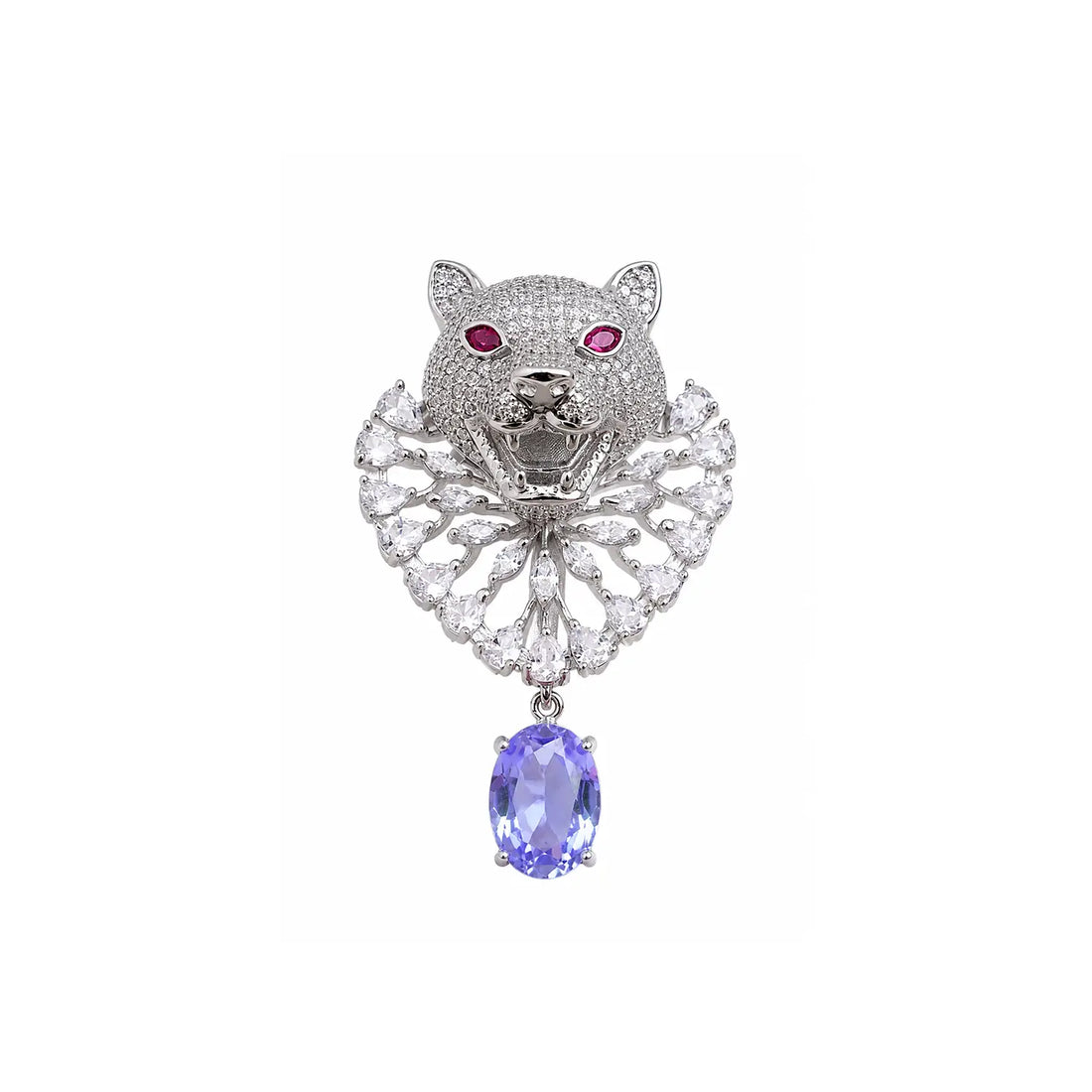 Royal Panther Blue Crystal Silver Brooch - Made With Pure 925 Silver