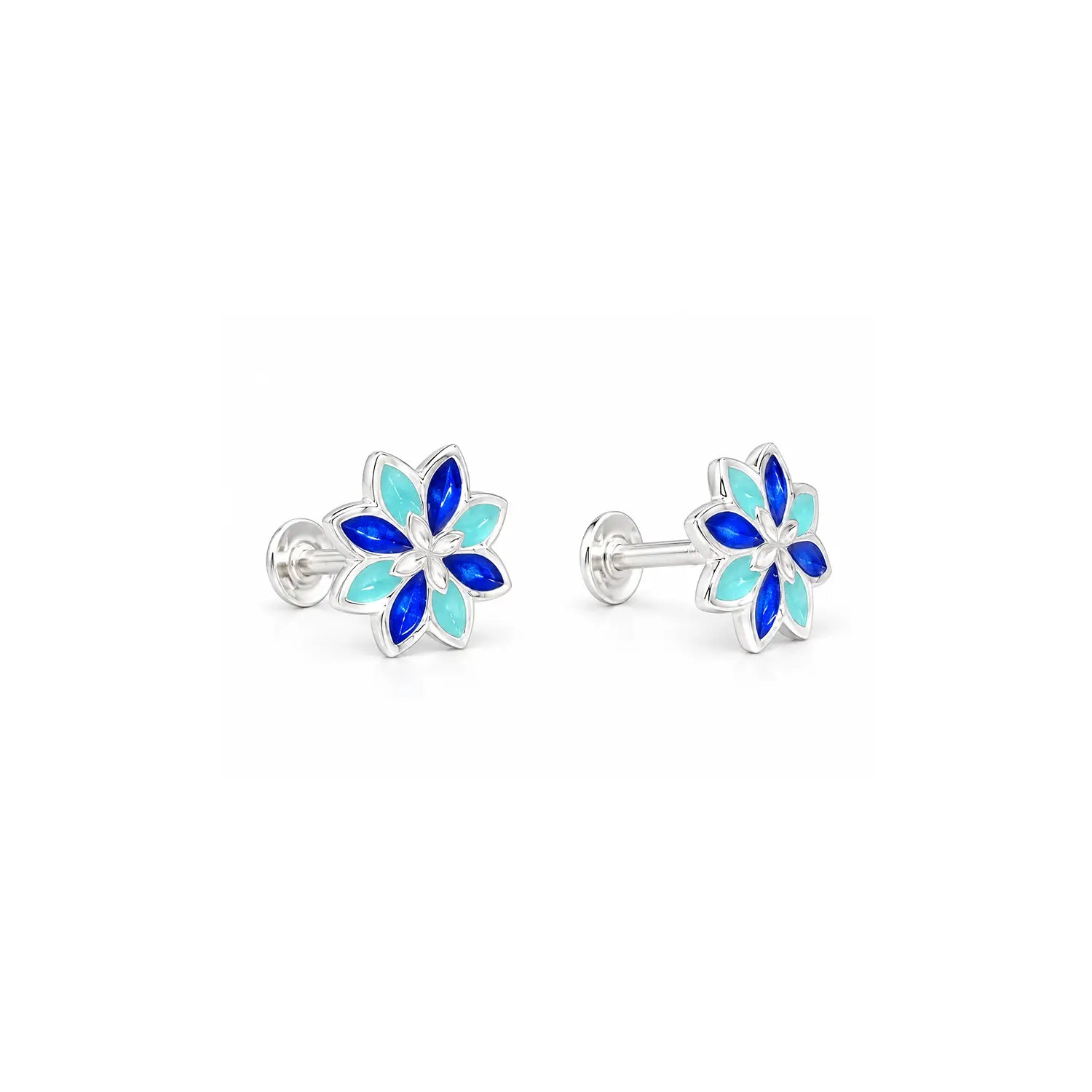 Pink Floral Gemstone Silver Stud Earrings - Made With Pure 925 Silver