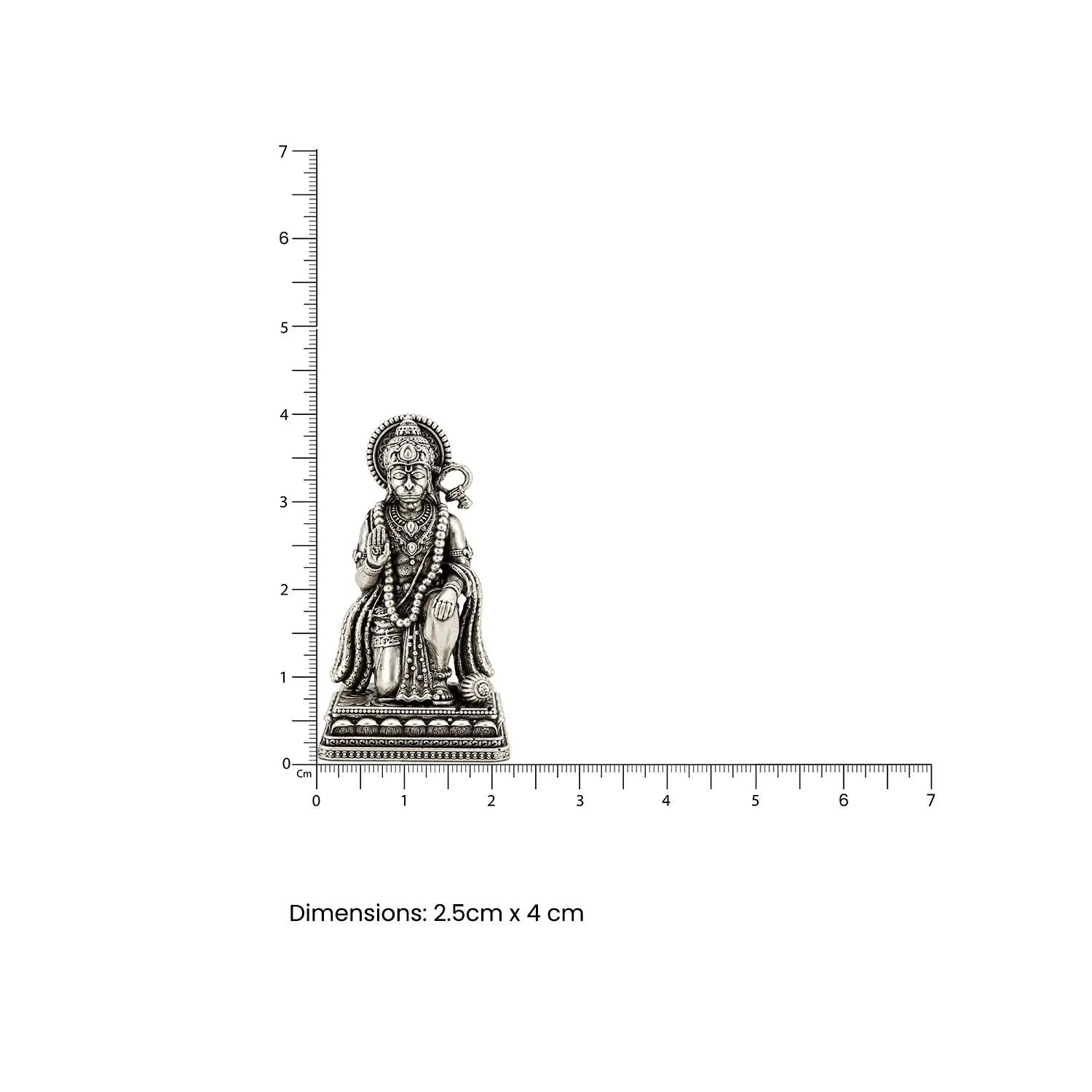 Pure Silver Lord Hanuman Idol – Antique Finish- Made With Pure 925 Silver