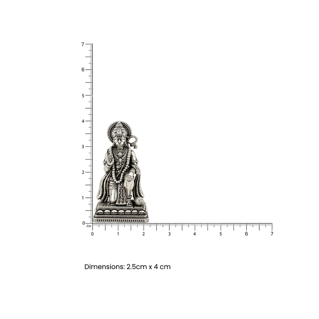Pure Silver Lord Hanuman Idol – Antique Finish- Made With Pure 925 Silver