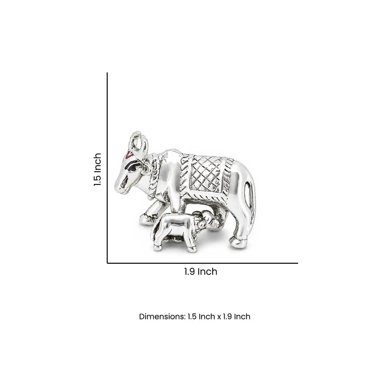 Kamdhenu Cow & Calf Silver Idol - Made With Pure 925 Silver