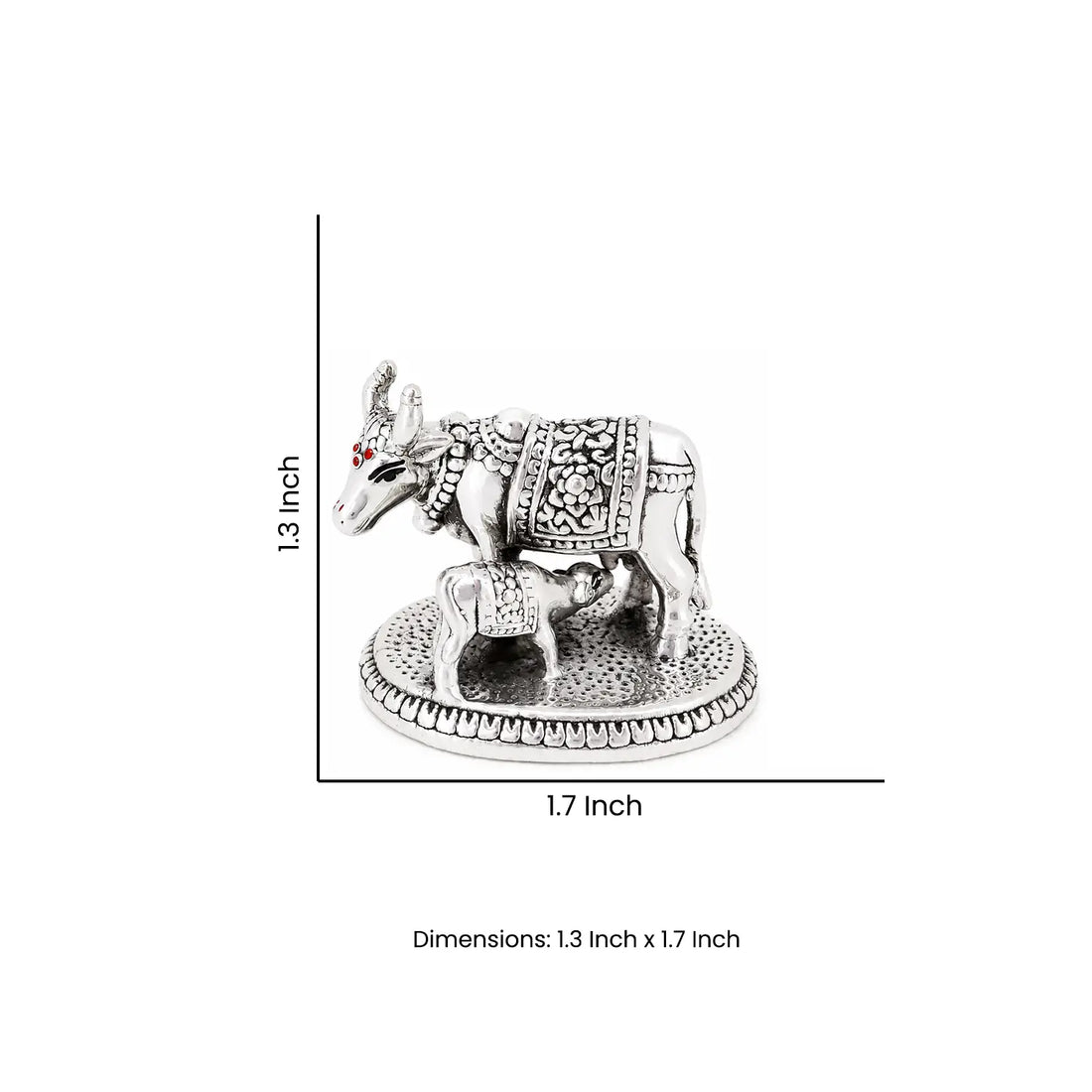 Kamdhenu Cow & Calf Silver Idol - Made With Pure 925 Silver