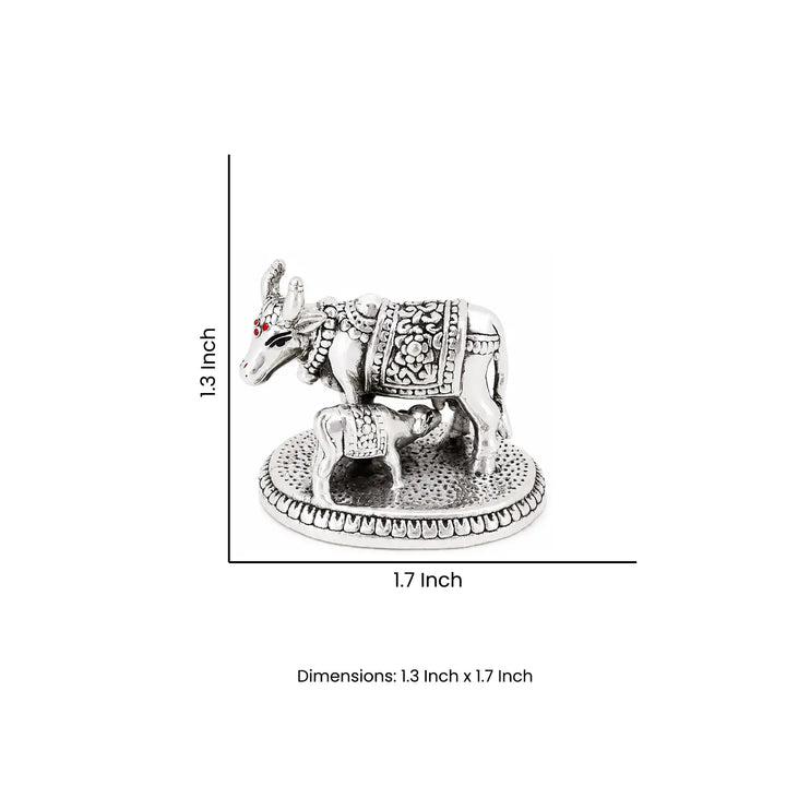 Kamdhenu Cow & Calf Silver Idol - Made With Pure 925 Silver