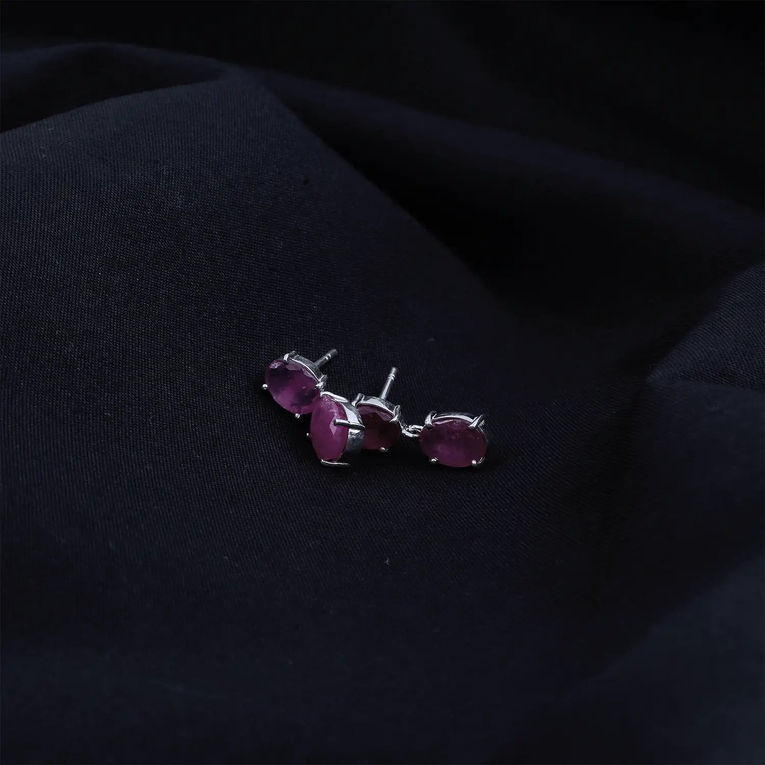 Silver Ruby Stone Drop Earrings- Made With Pure 925 Silver