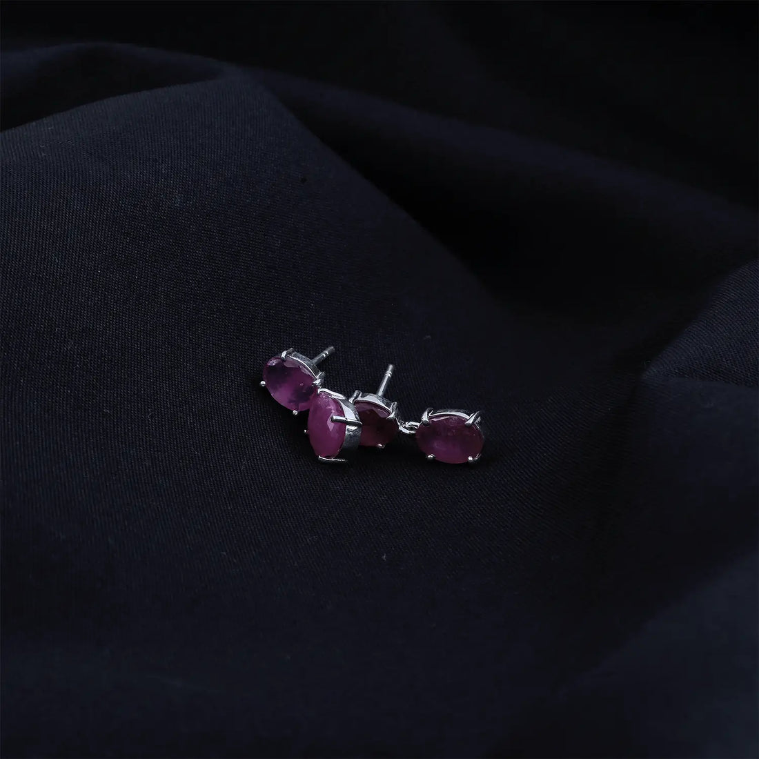 Silver Ruby Stone Drop Earrings- Made With Pure 925 Silver