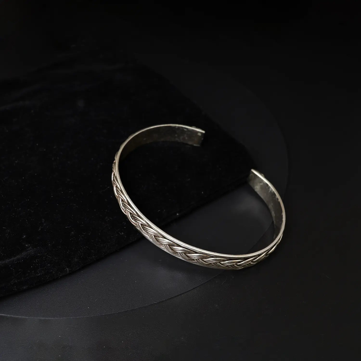 Classic Braided Oxidised Silver Cuff Bracelet - Made With Pure 925 Silver