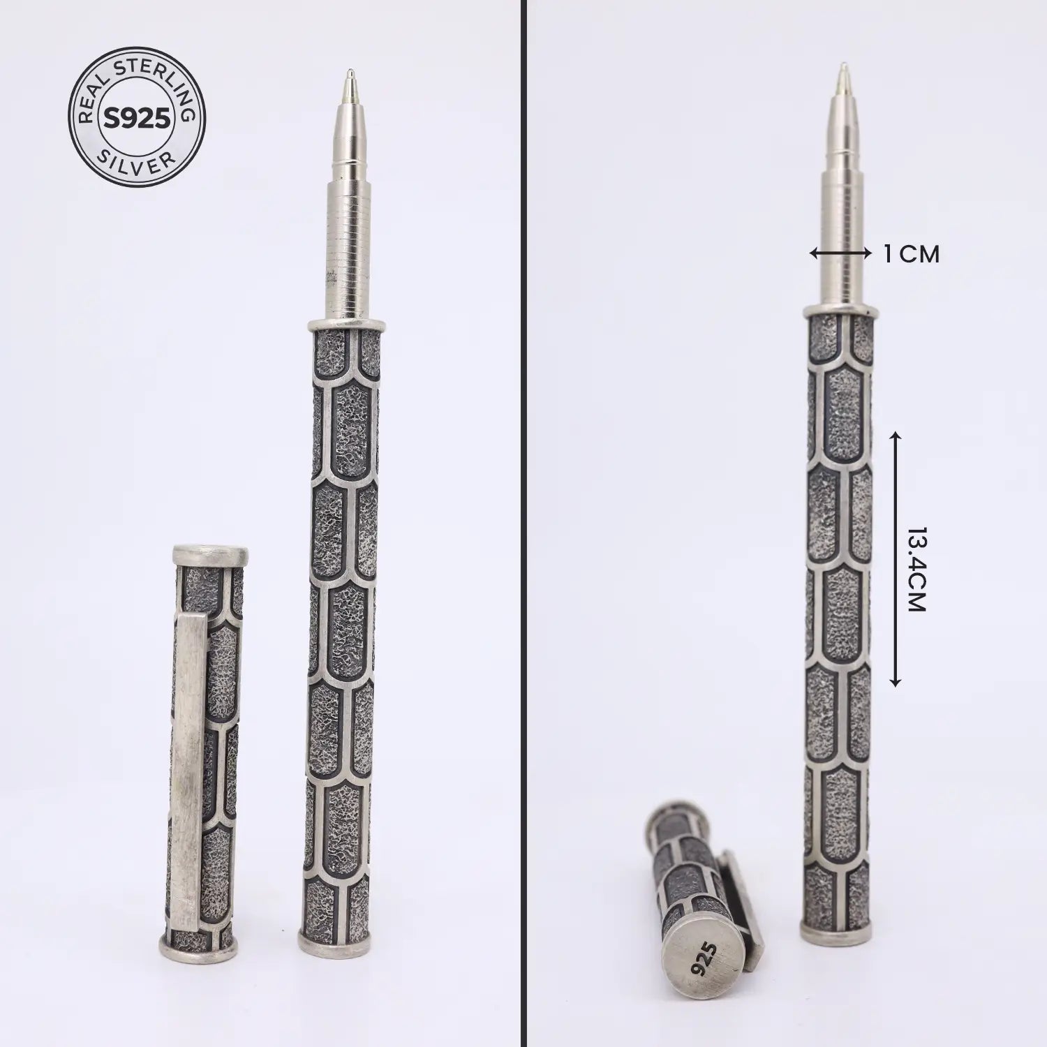 Antique Silver Engraved Designer Pen - Made With Pure 925 Silver