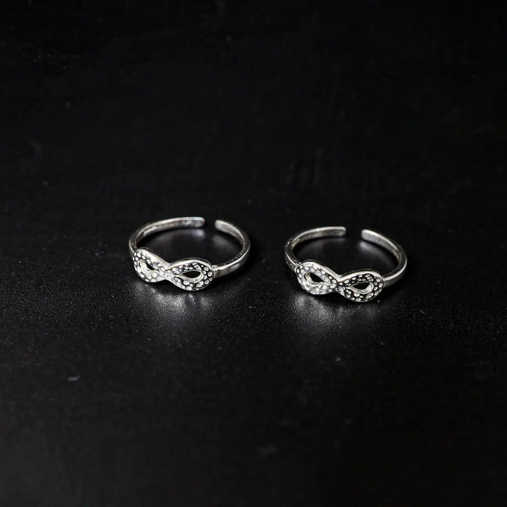 Sparkling Infinity Knot Toe Rings- Made With Pure 925 Silver