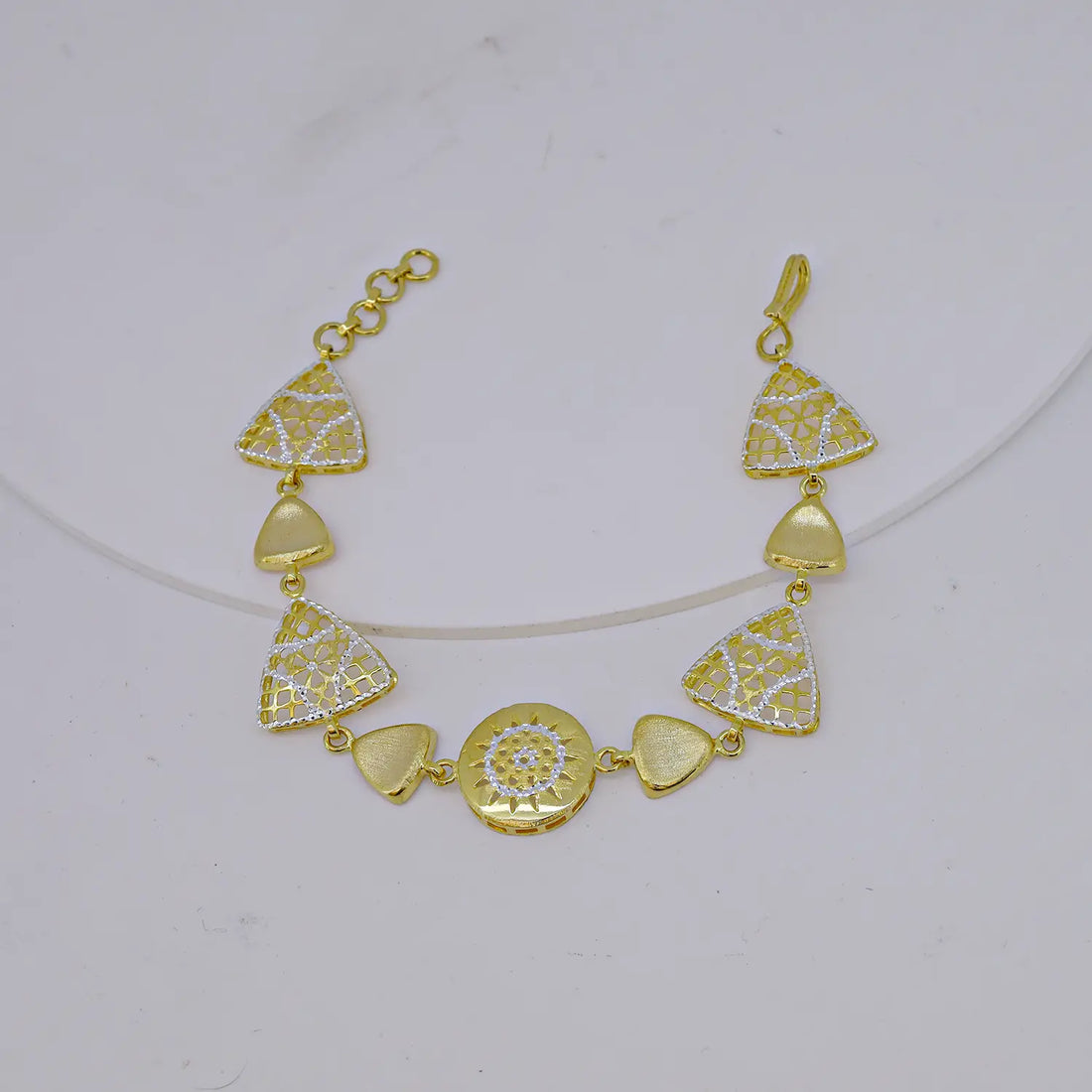 Elegant Gold Polish Silver Geometric Designer Bracelet - Made With Pure 925 Silver