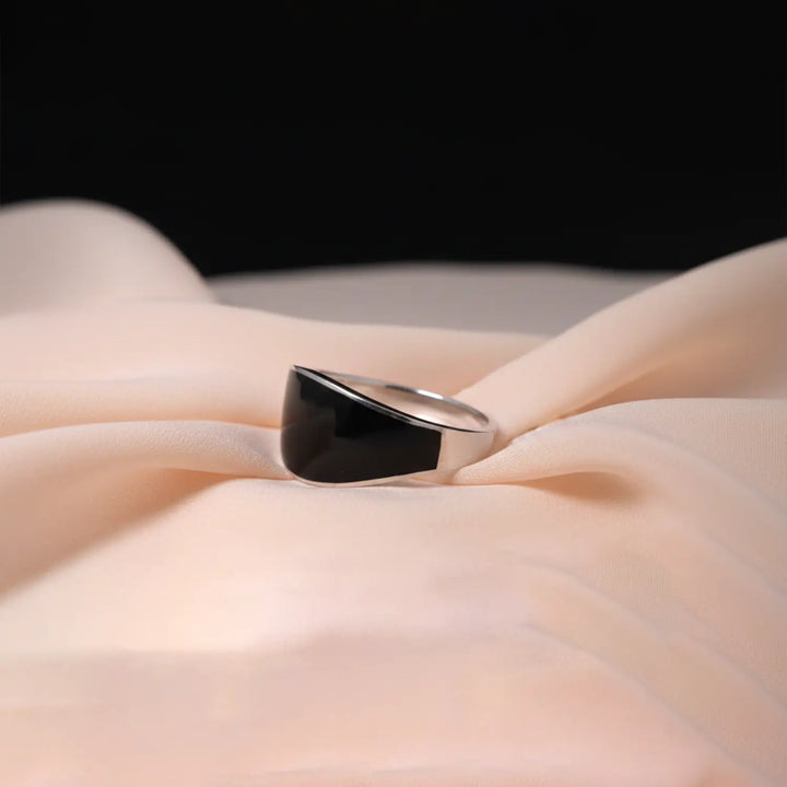 Onyx Shine Silver Band Ring - Made With Pure 925 Silver