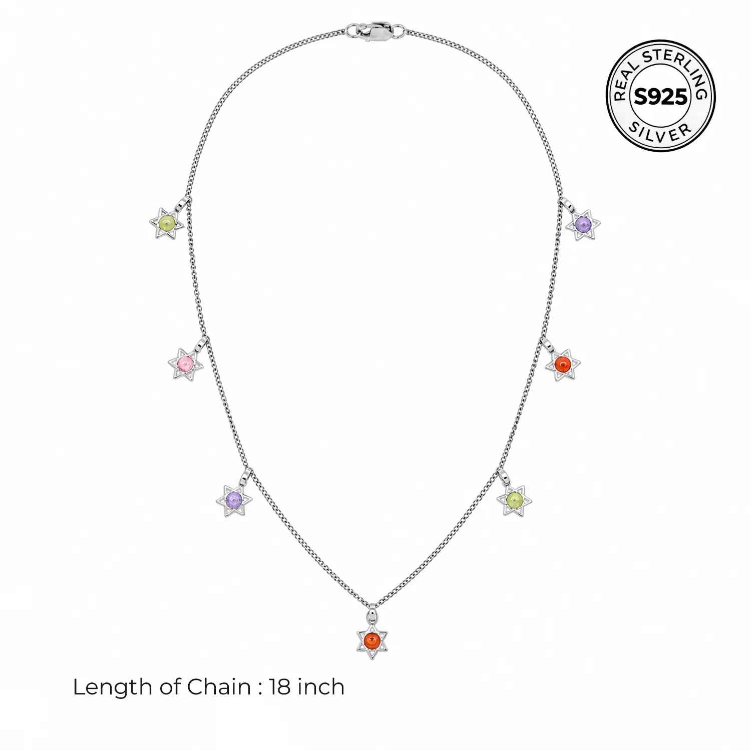 Multicolor Star Charm Chain - Made With Pure 925 Silver