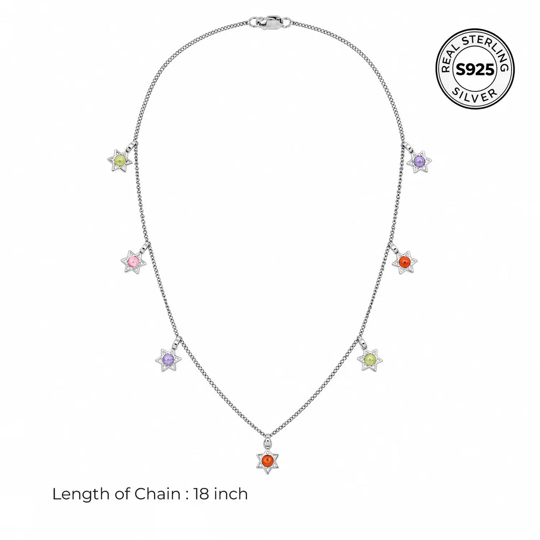 Multicolor Star Charm Chain - Made With Pure 925 Silver