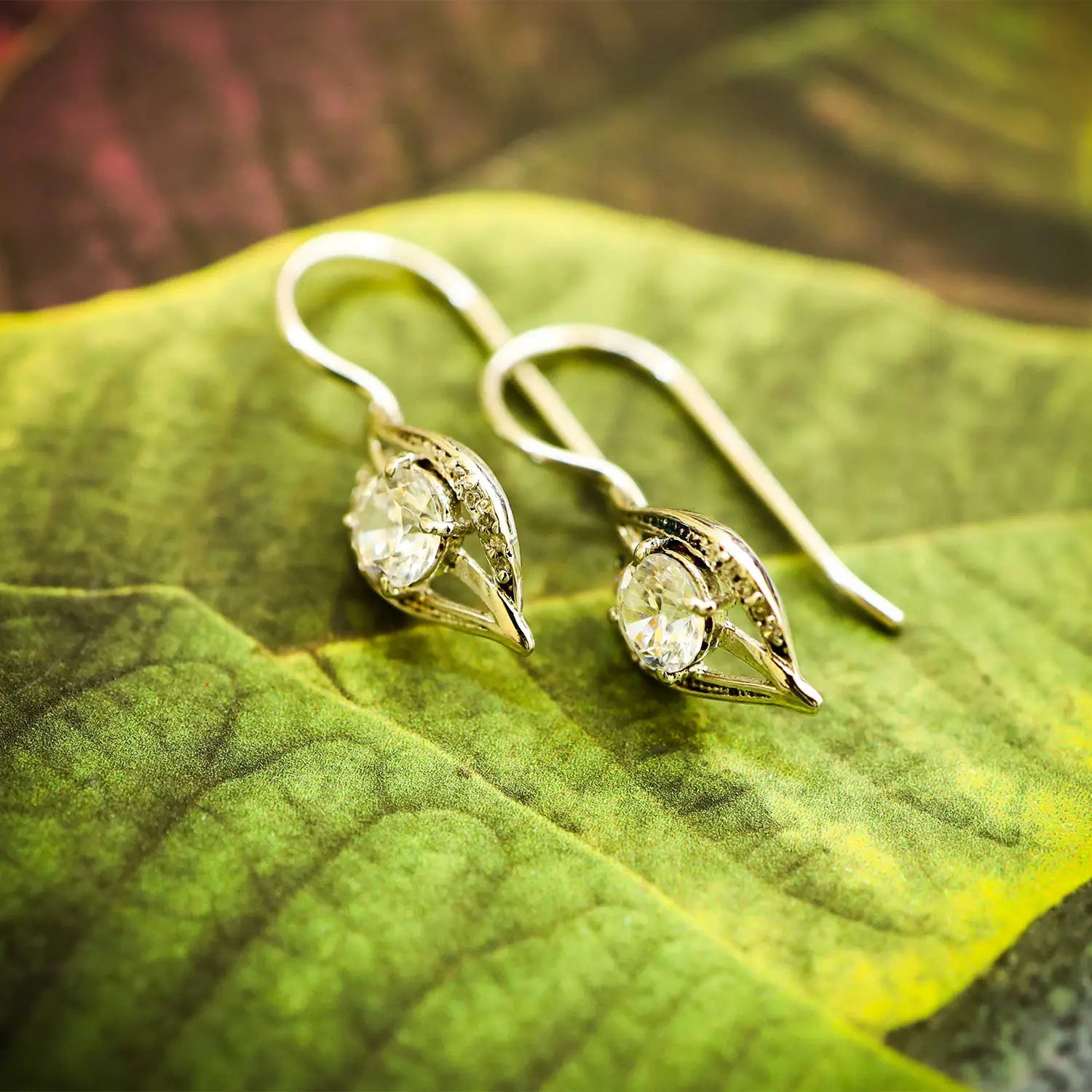 Red Stone Earrings In Silver- Made With Pure 925 Silver