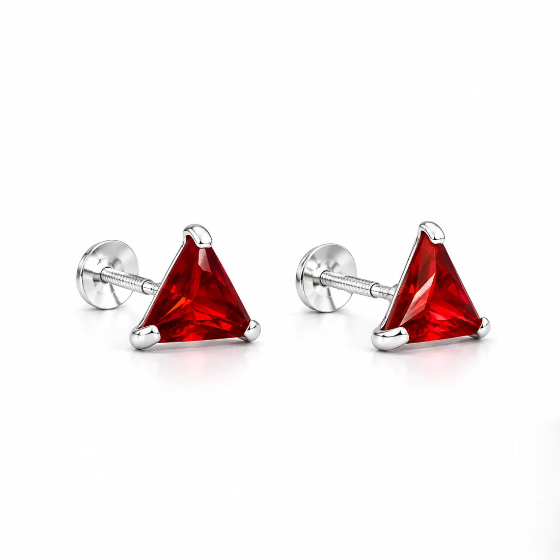 Royal Blue Triangle Gemstone Silver Stud Earrings - Made With Pure 925 Silver