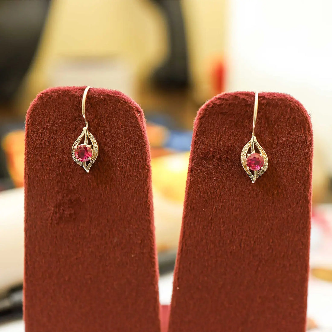 Red Stone Earrings In Silver- Made With Pure 925 Silver