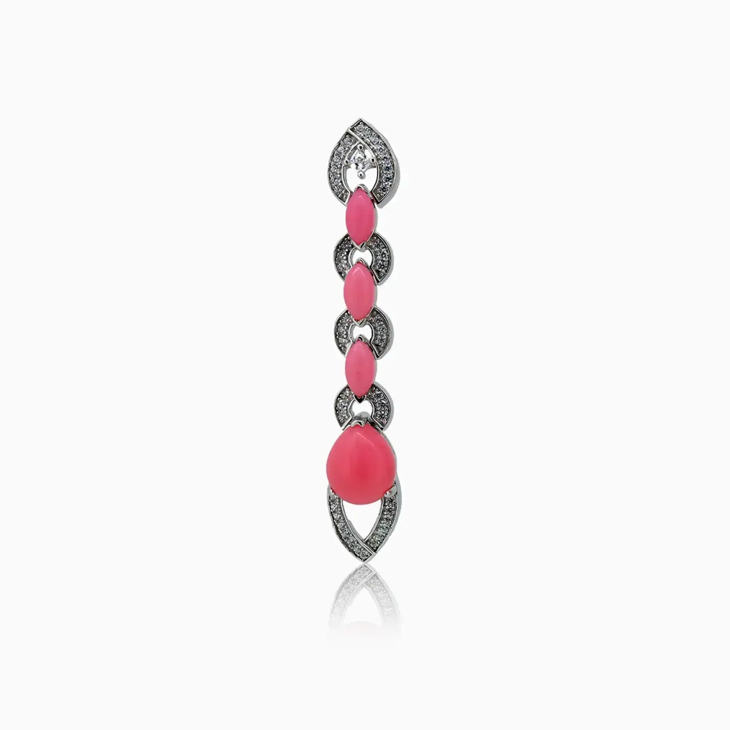 Elegant Pink Stone Silver Drop Earrings- Made With Pure 925 Silver