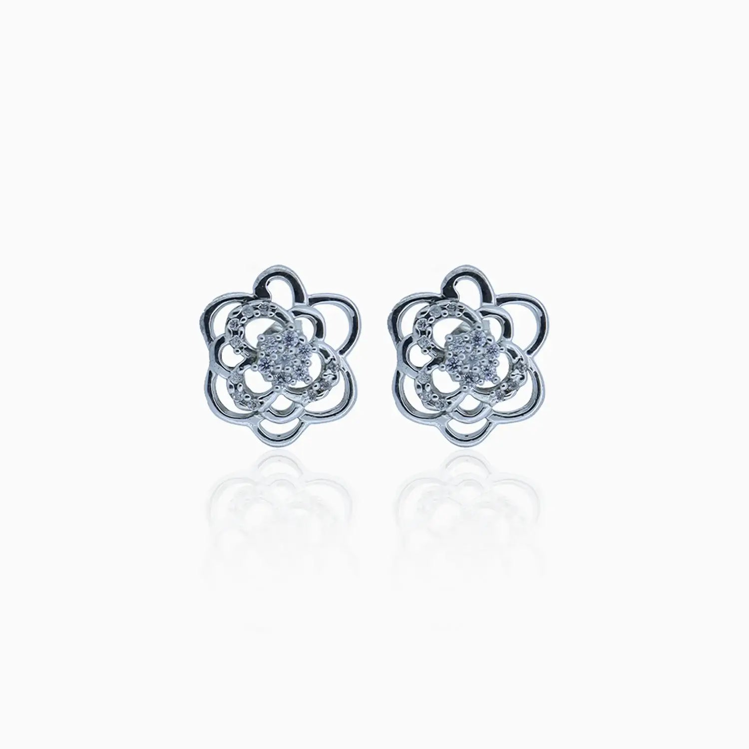 Silver Floral Statement Earring- Made With Pure 925 Silver