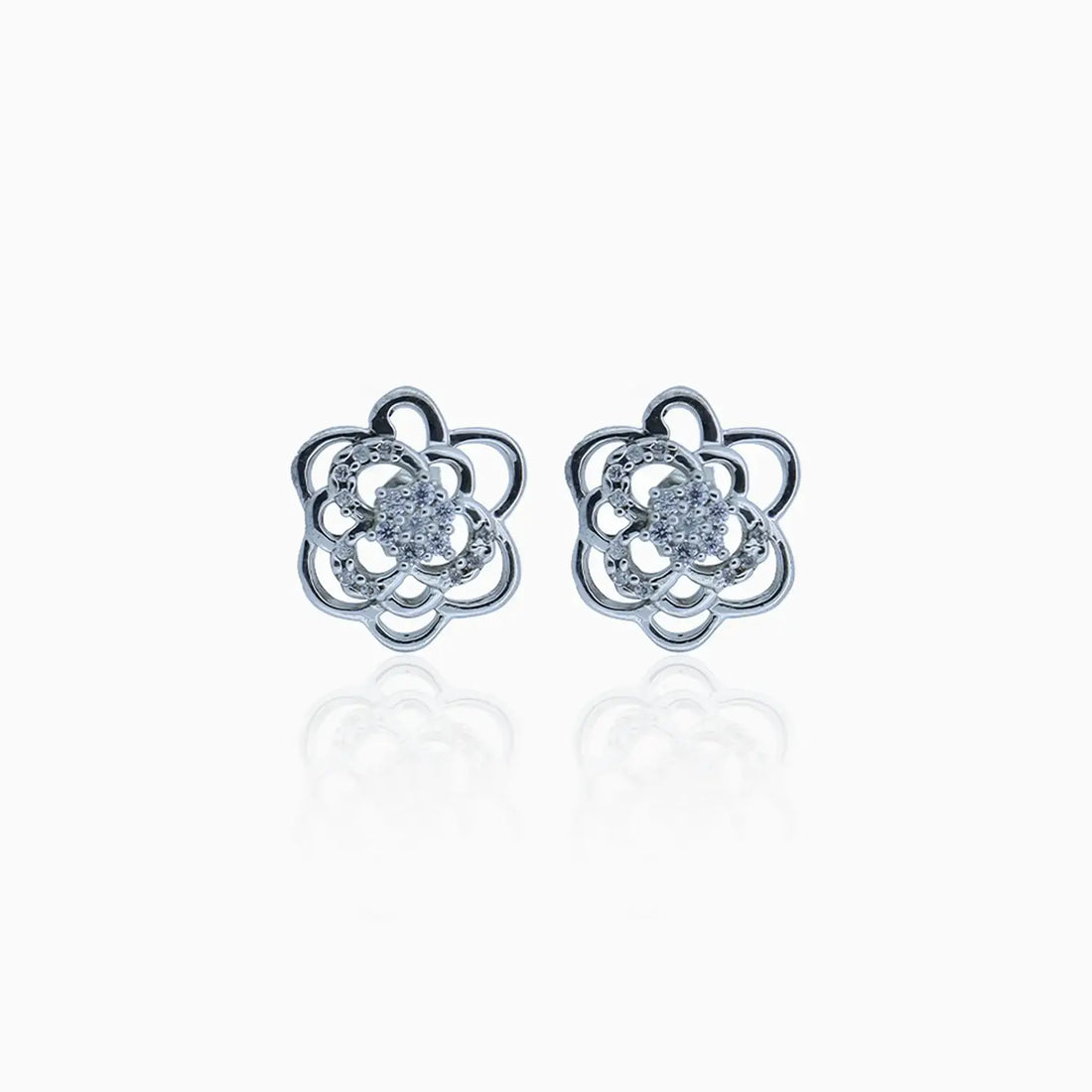 Silver Floral Statement Earring- Made With Pure 925 Silver