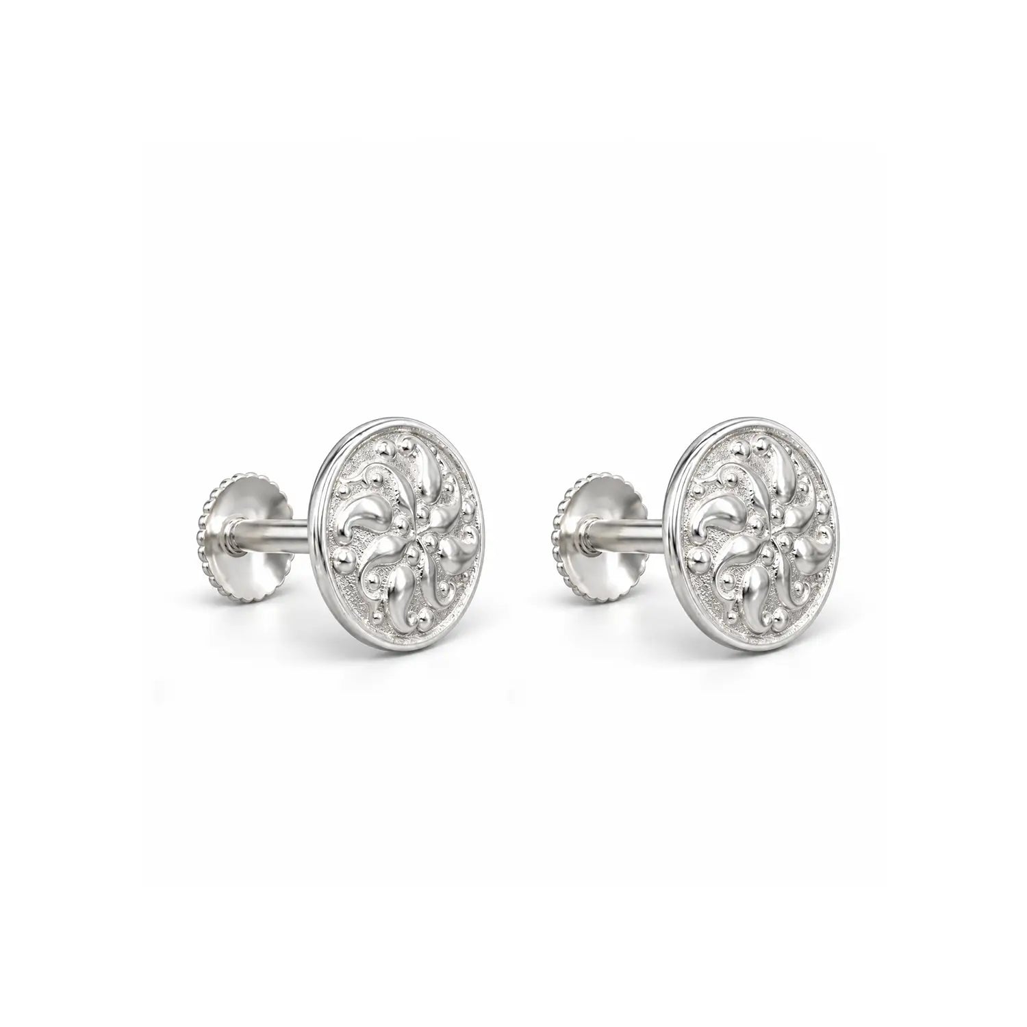 Ornate Floral Filigree Silver Stud Earrings - Made With Pure 925 Silver