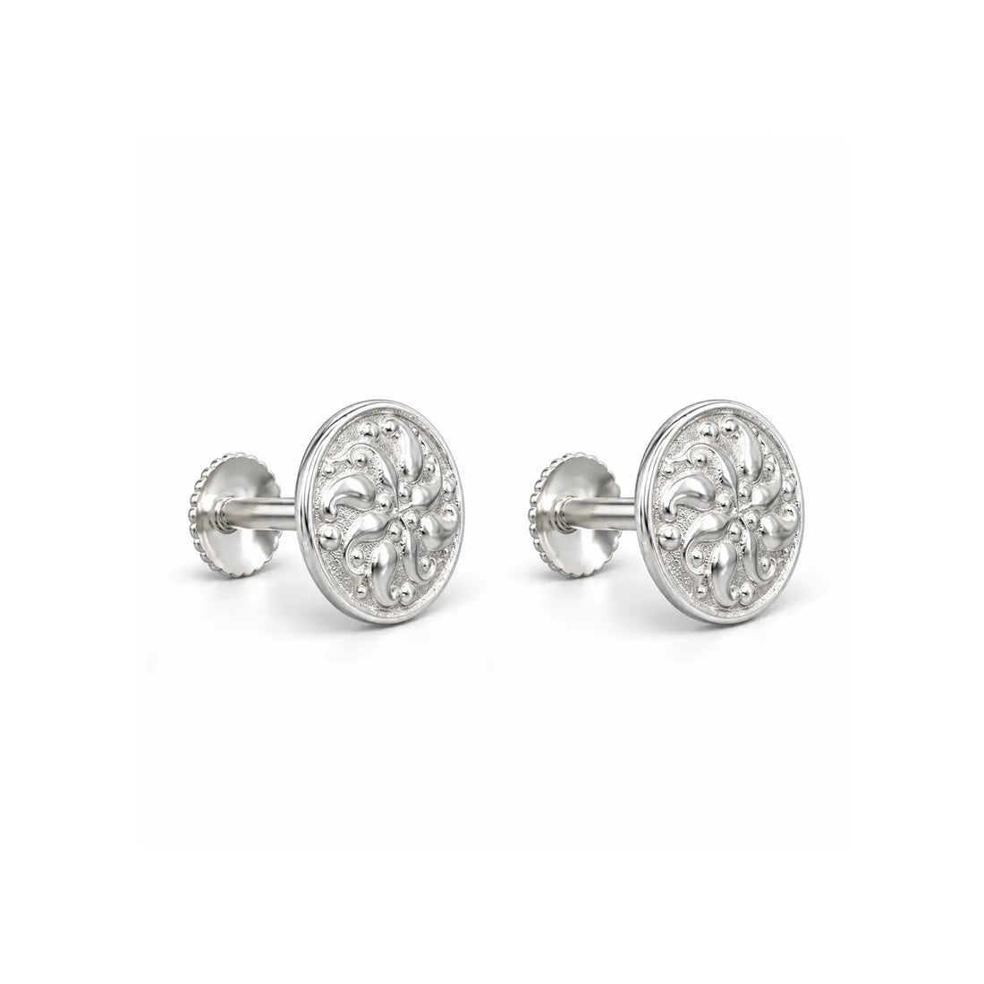 Ornate Floral Filigree Silver Stud Earrings - Made With Pure 925 Silver