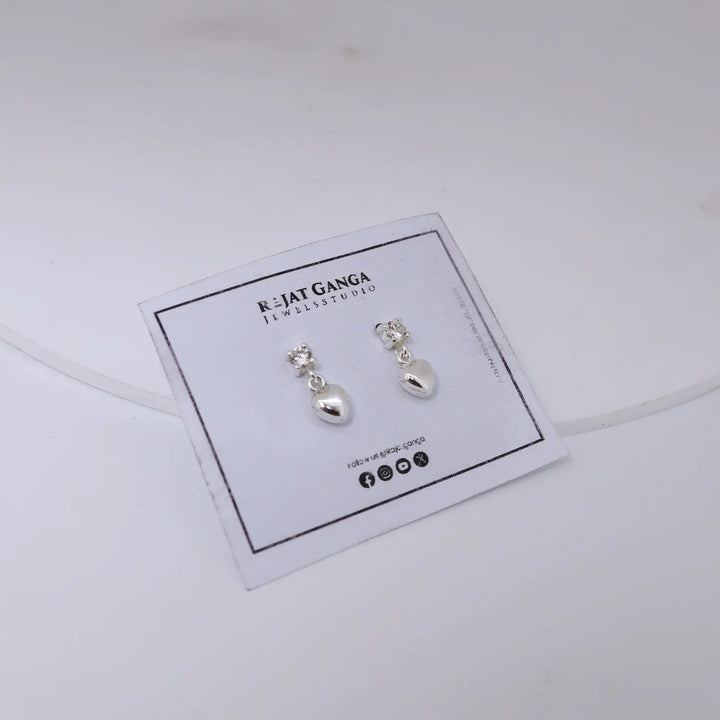 Sparkling Heart Drop Pure Silver Earrings- Made With Pure 925 Silver